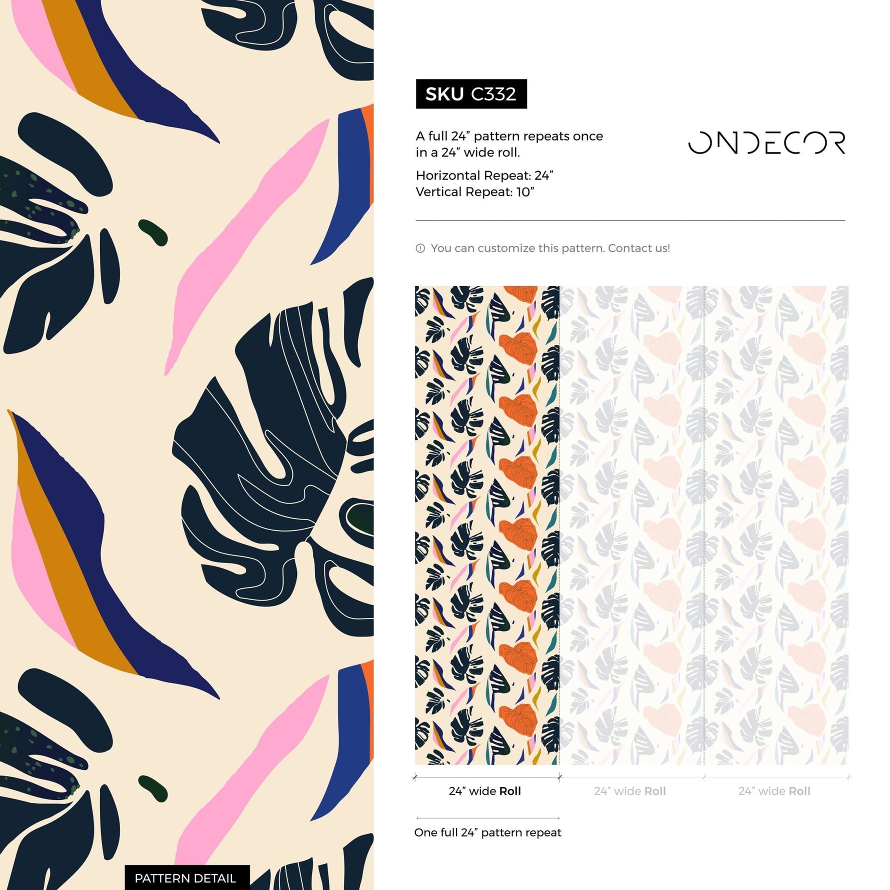 Tropical Foliage Abstract Wallpaper - C332 - WallTrend
