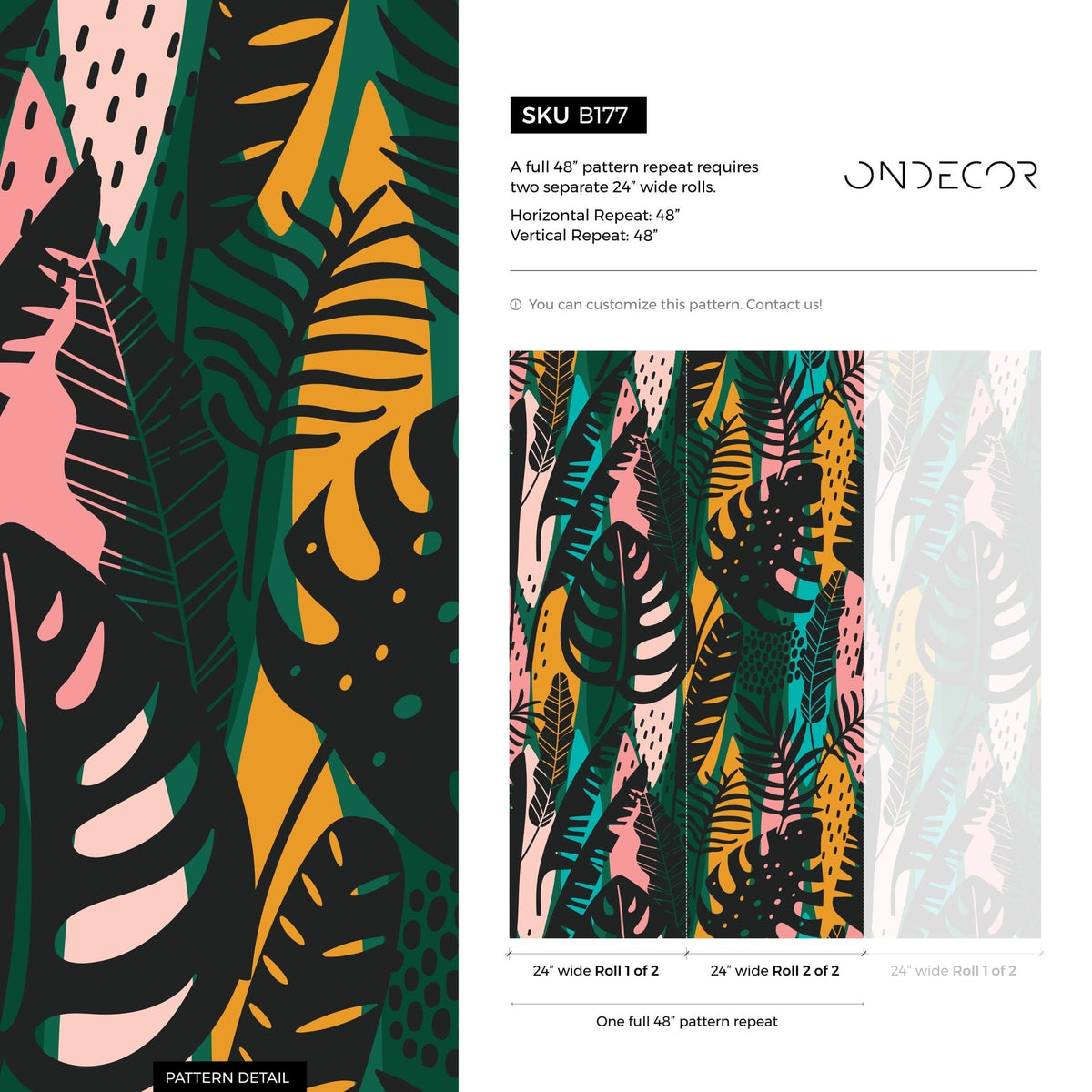 Tropical Foliage Mix Wallpaper - B177 - WallTrend