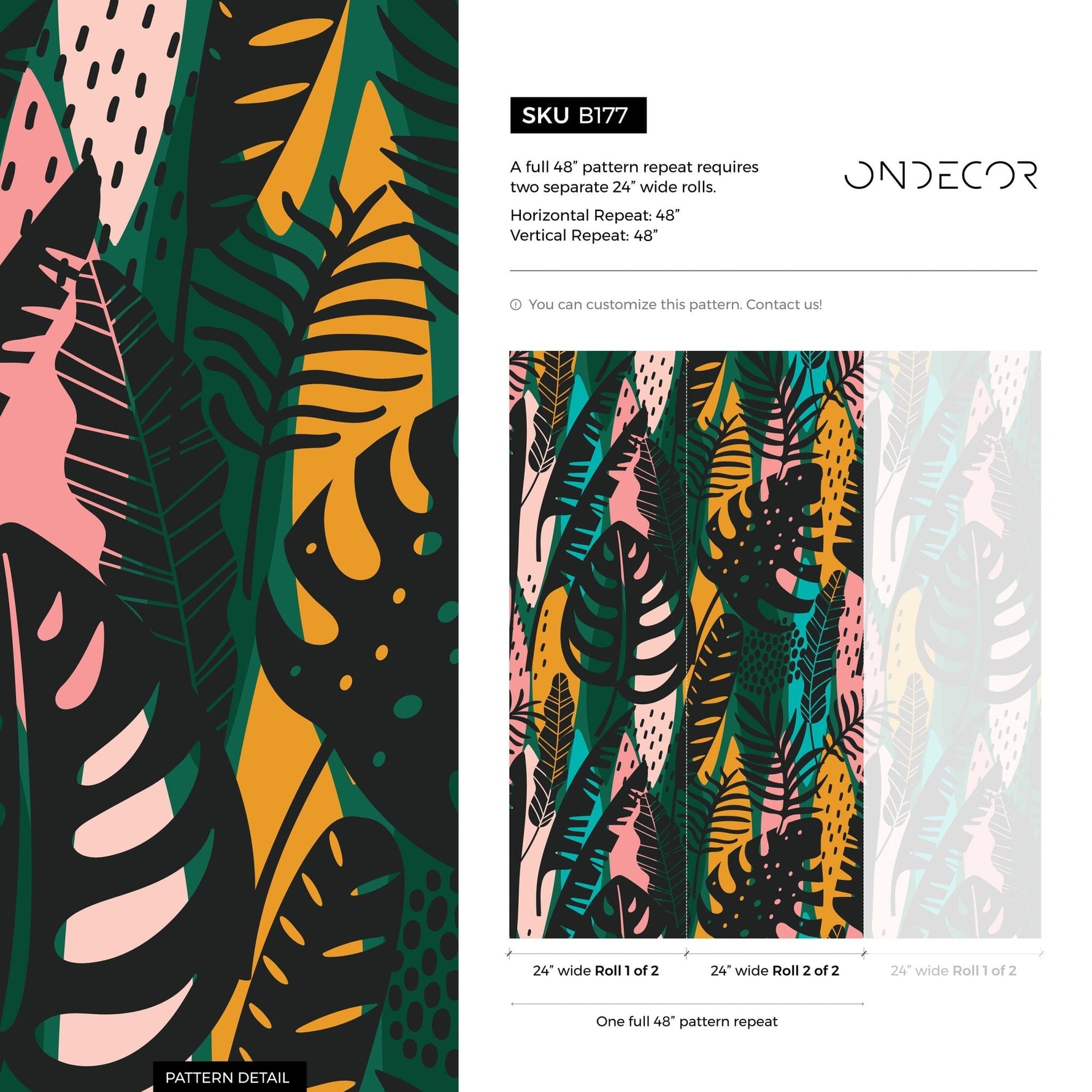 Tropical Foliage Mix Wallpaper - B177 - WallTrend