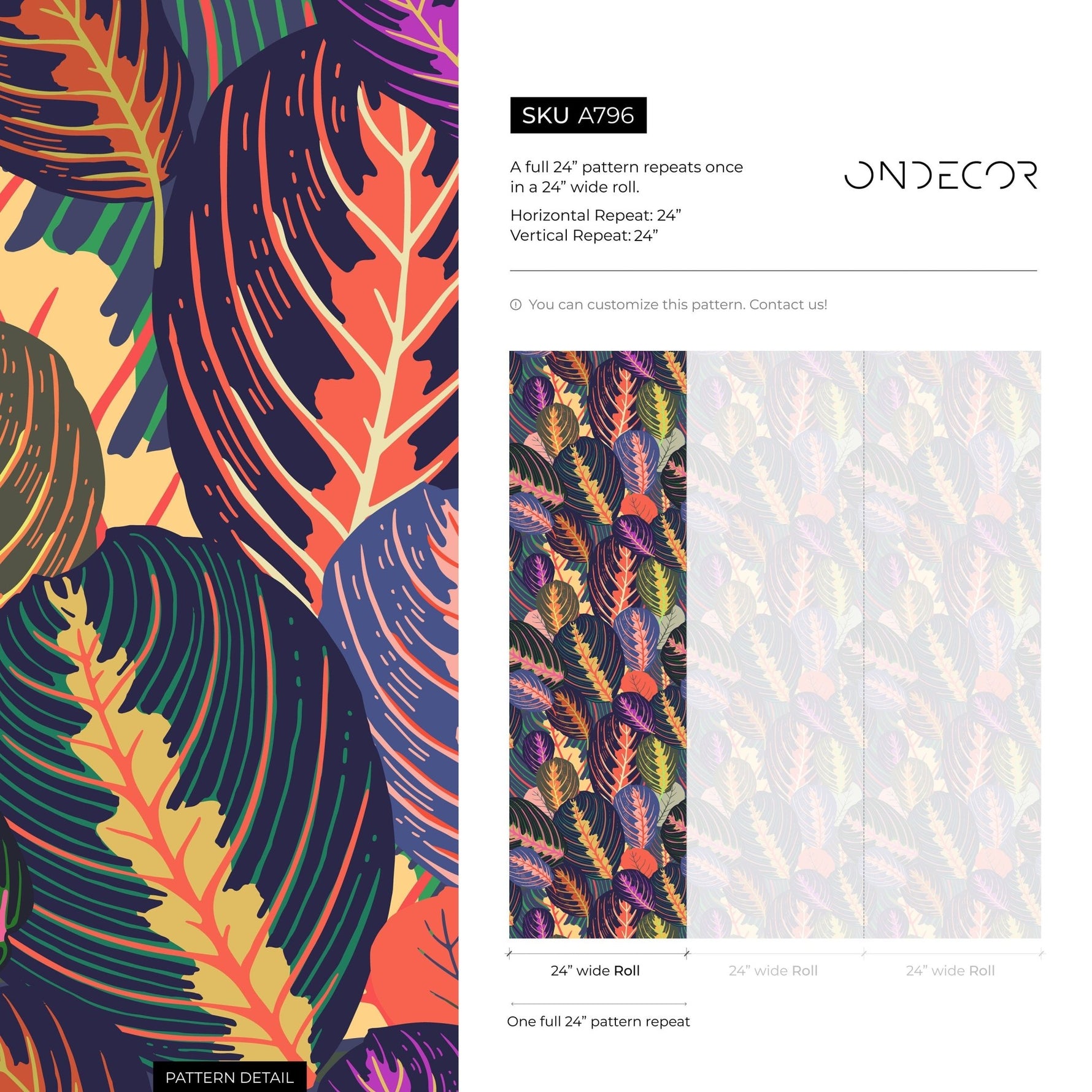 Tropical Foliage Wallpaper - A796 - WallTrend