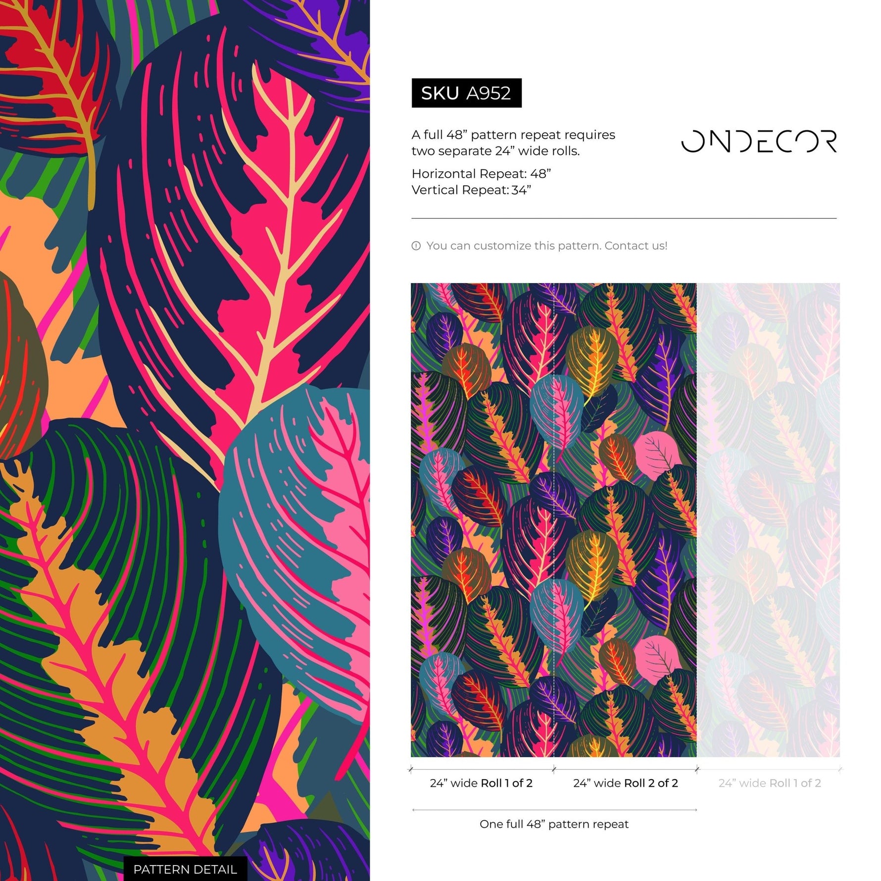 Tropical Foliage Wallpaper - A952 - WallTrend