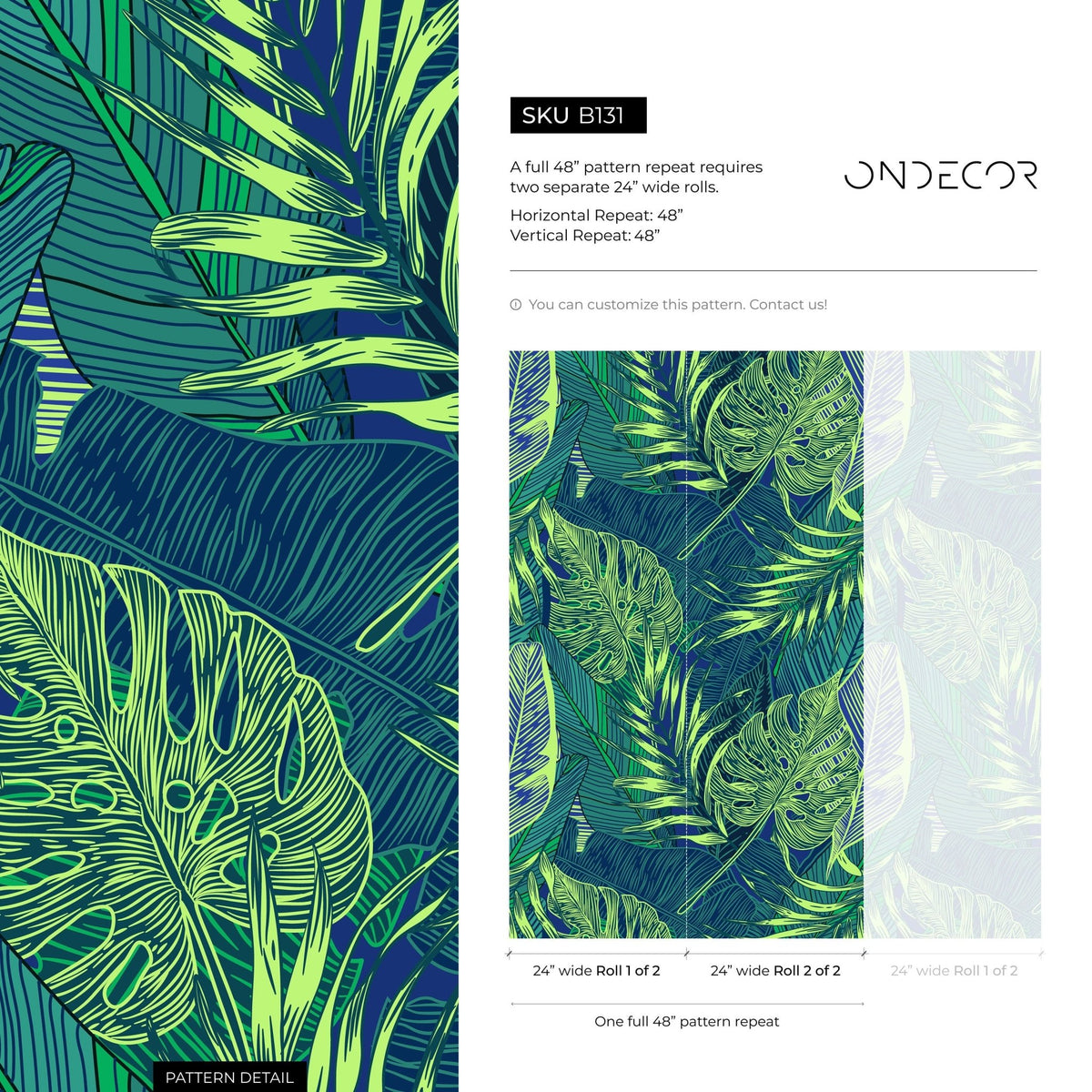 Tropical Foliage Wallpaper - B131 - WallTrend