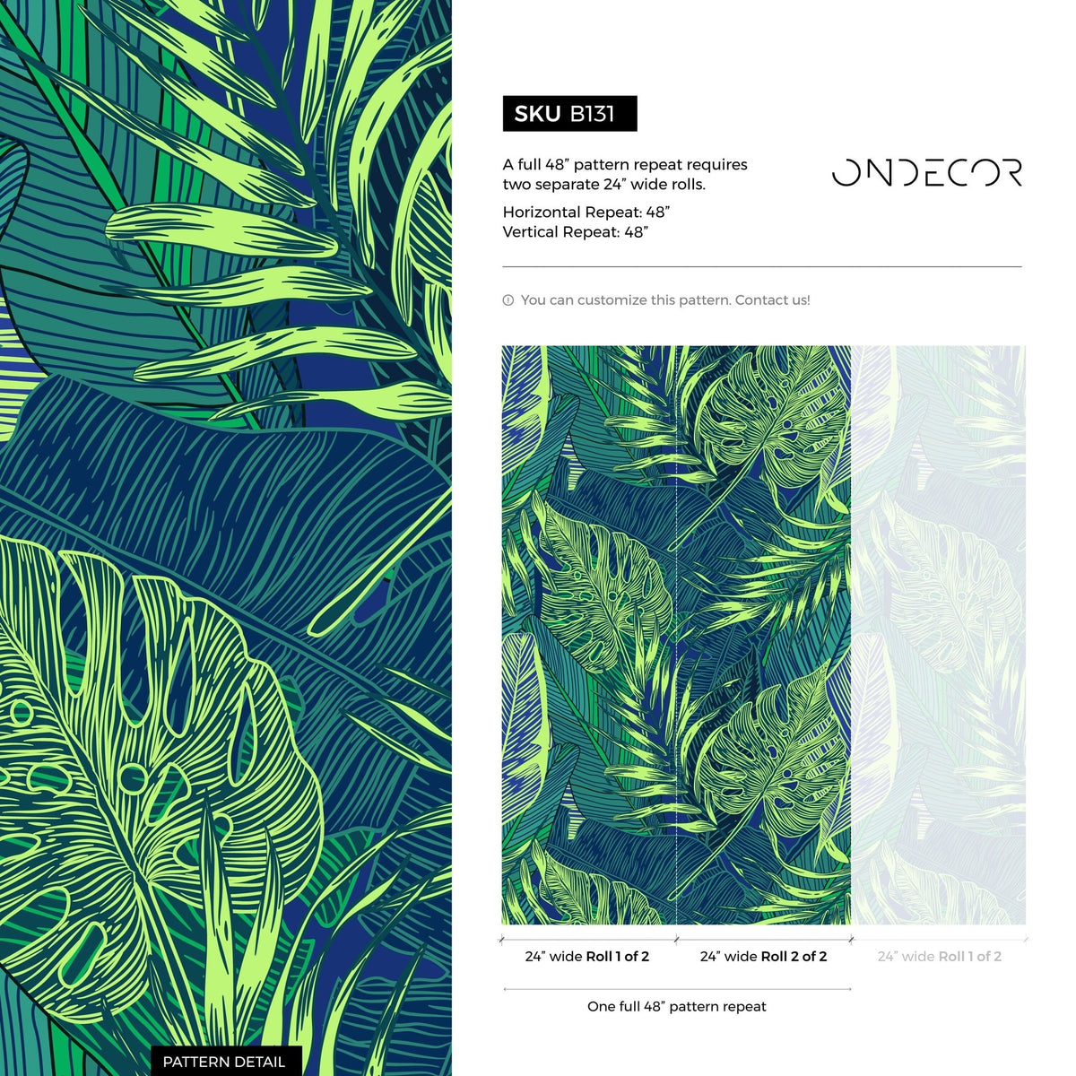 Tropical Foliage Wallpaper - B131 - WallTrend