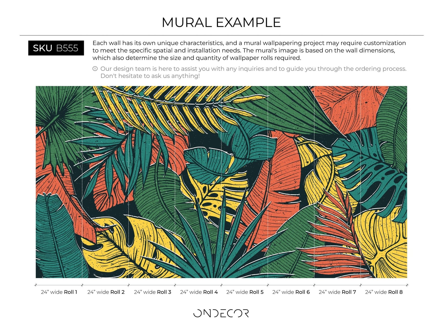 Tropical Foliage Wallpaper - B555 - WallTrend