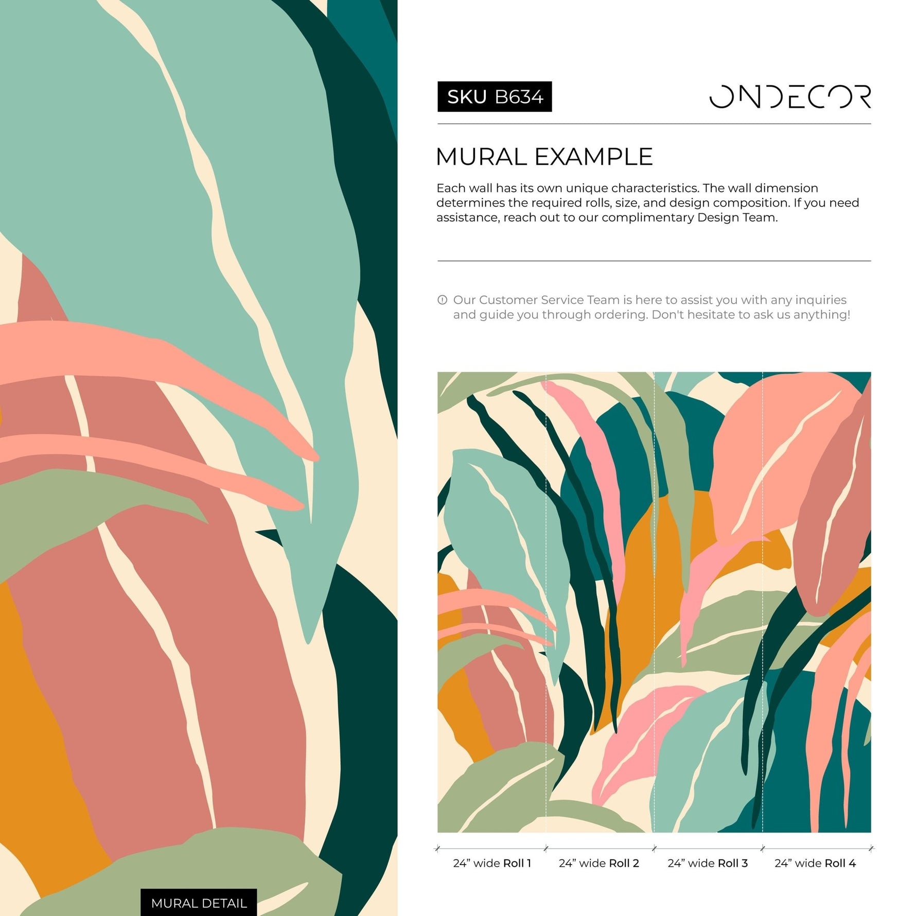 Tropical Foliage Wallpaper - B634 - WallTrend