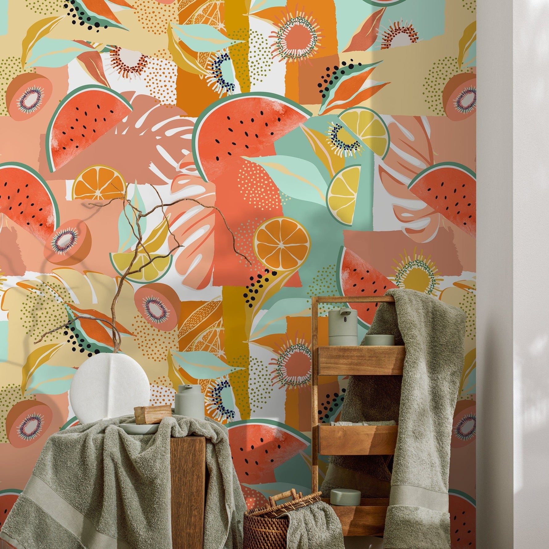 Tropical Fruit Fiesta Wallpaper - C456 - WallTrend
