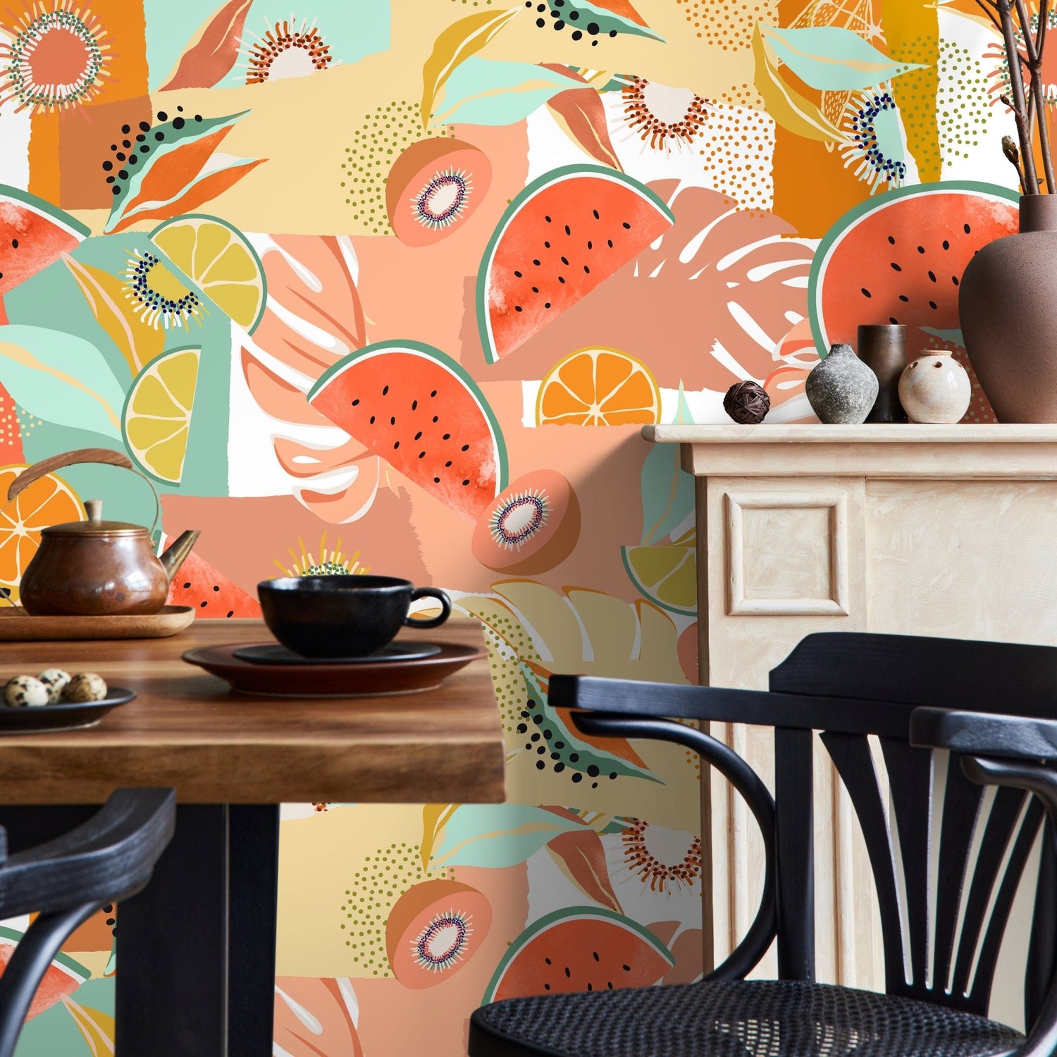 Tropical Fruit Fiesta Wallpaper - C456 - WallTrend
