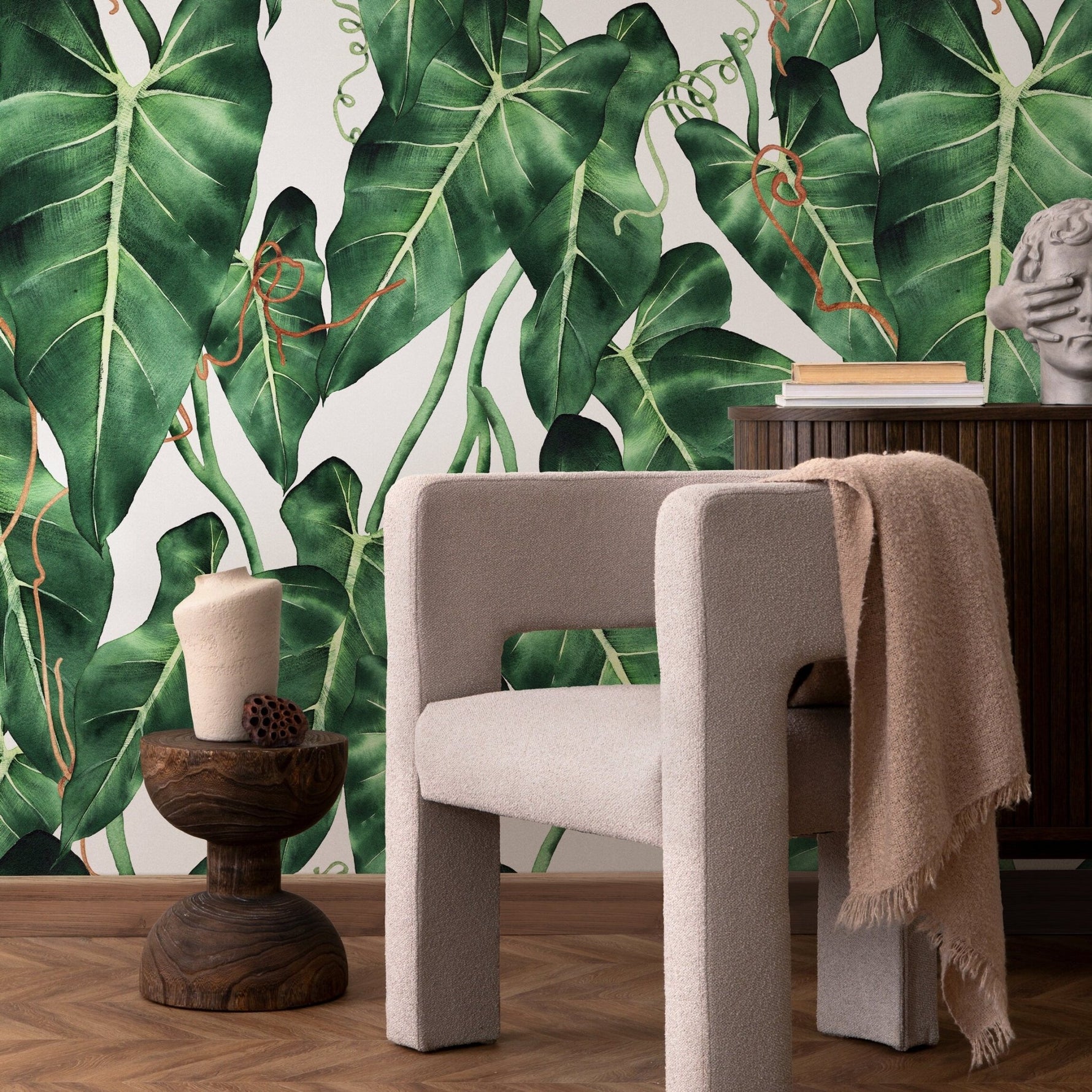 Tropical Green Leaves Wallpaper - A842 - WallTrend
