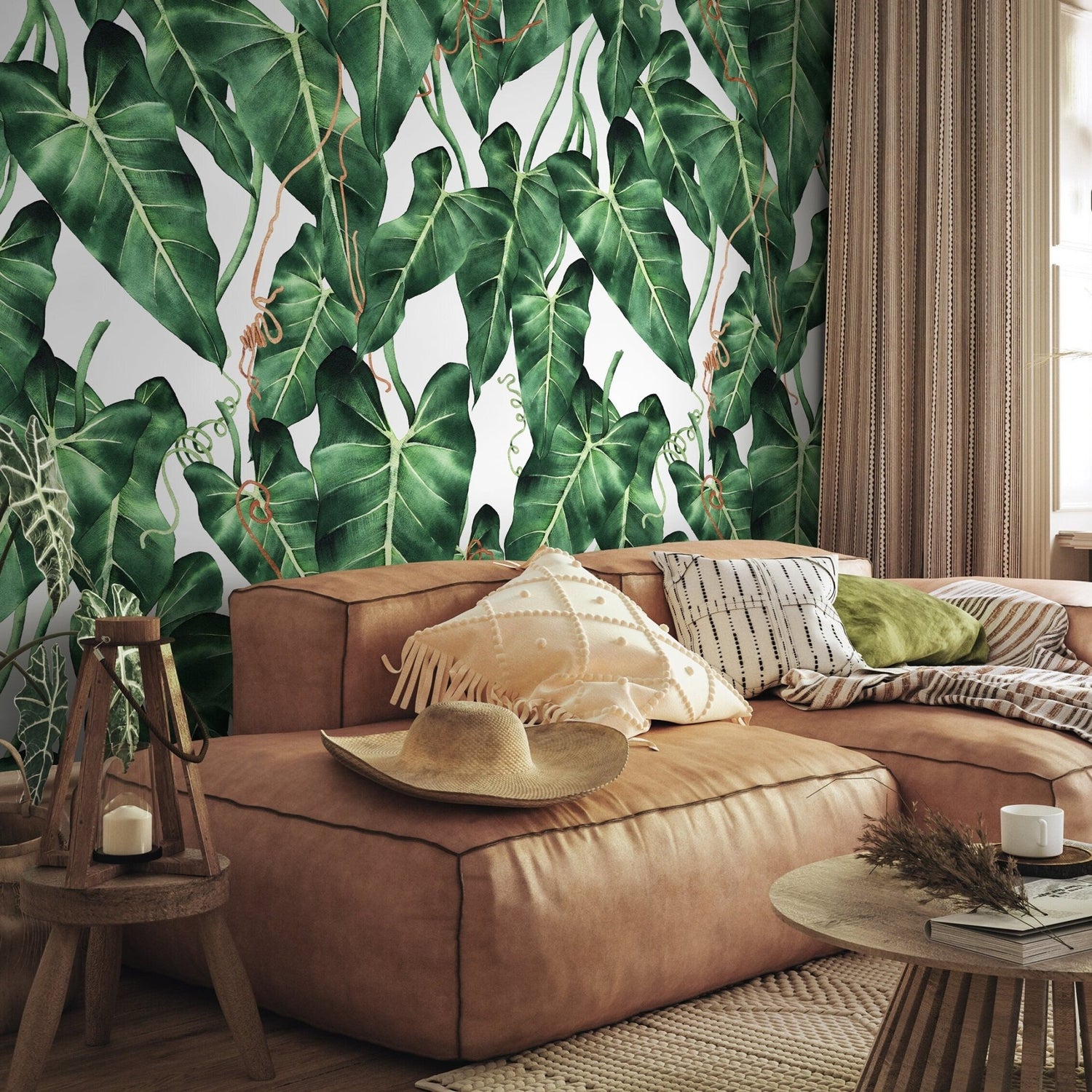 Tropical Green Leaves Wallpaper - A842 - WallTrend