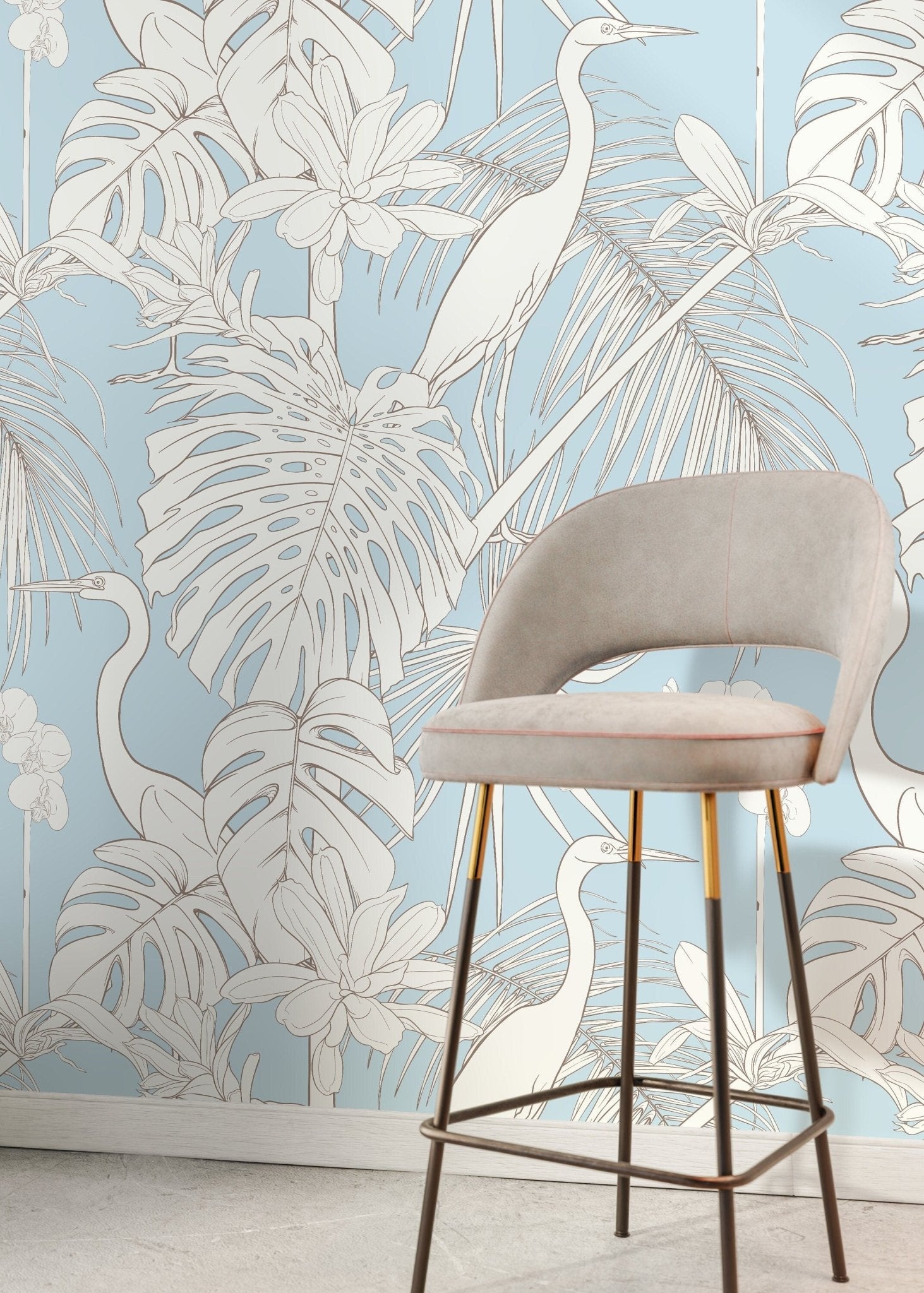 Tropical Heron Elegance Wallpaper - D107 - WallTrend