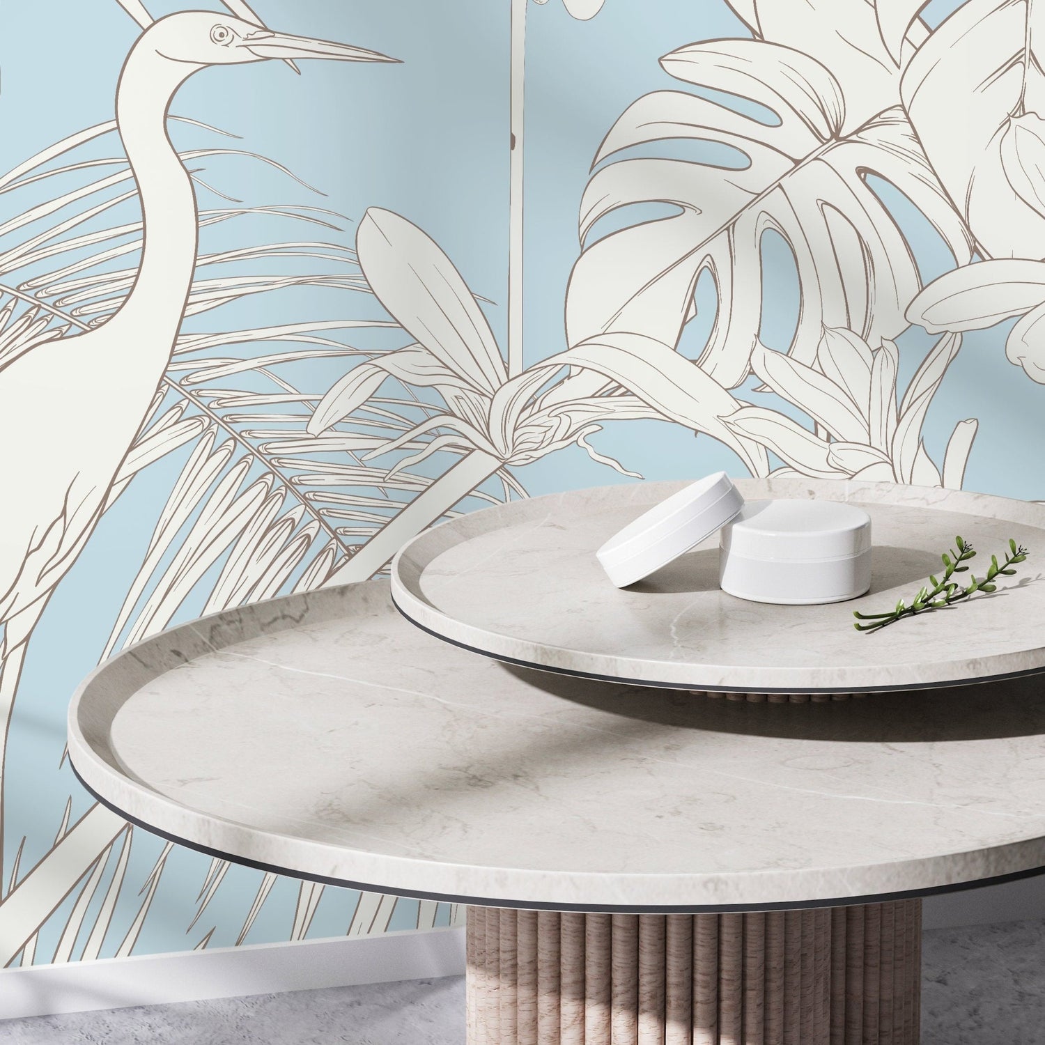 Tropical Heron Elegance Wallpaper - D107 - WallTrend