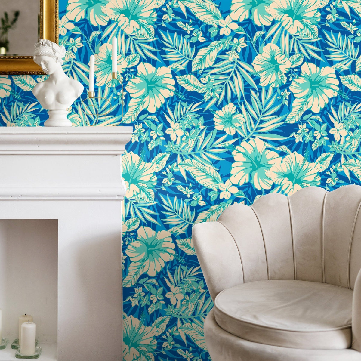 Tropical Hibiscus Bloom Wallpaper - A971 - WallTrend