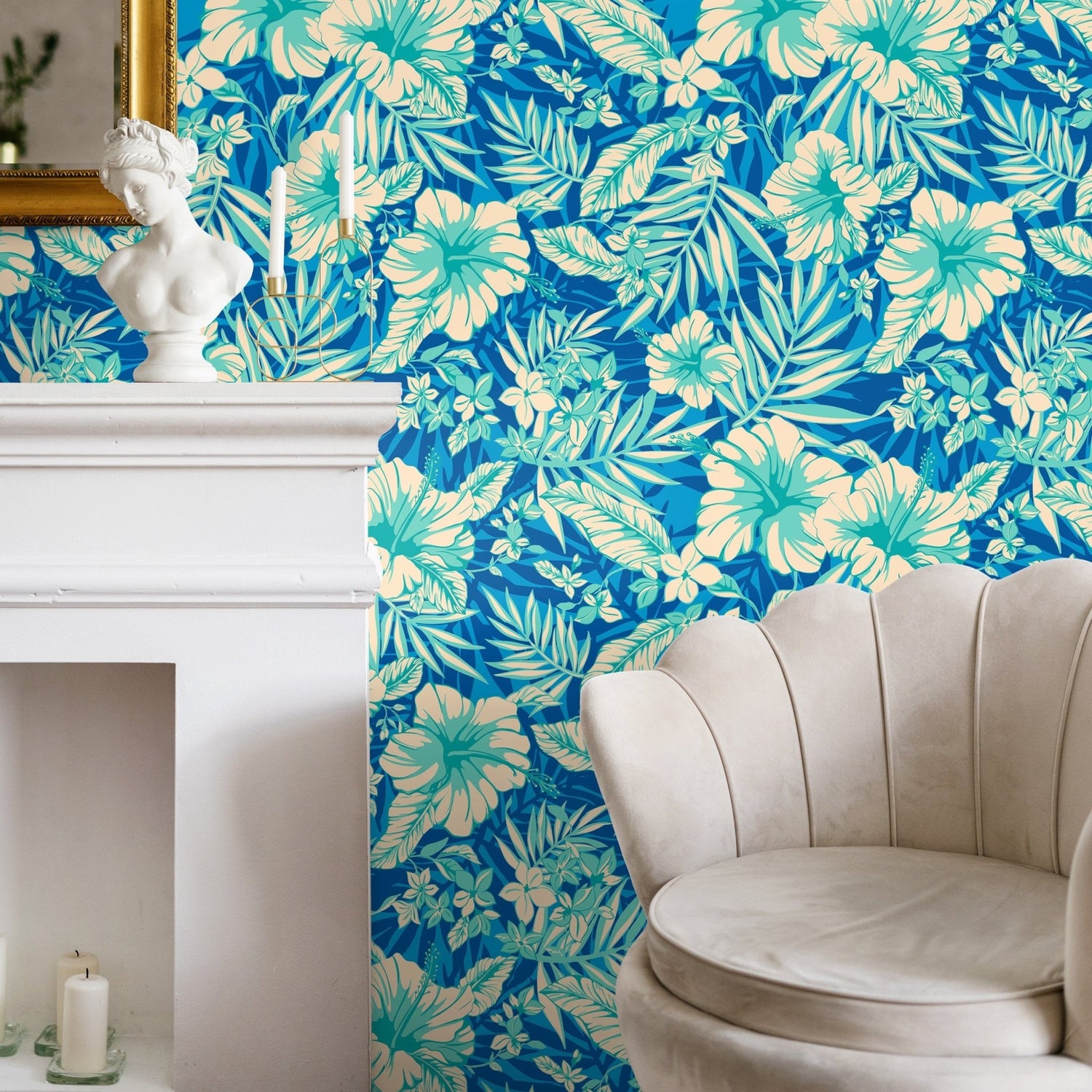 Tropical Hibiscus Bloom Wallpaper - A971 - WallTrend