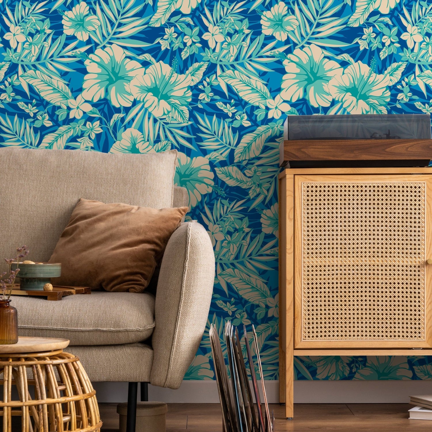 Tropical Hibiscus Bloom Wallpaper - A971 - WallTrend