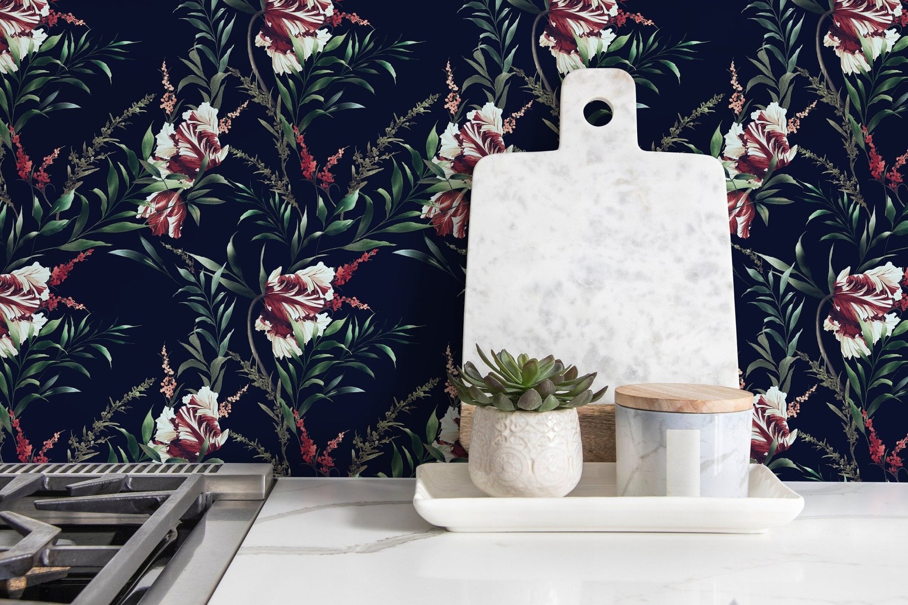 Tropical Hibiscus Elegance Wallpaper - D546 - WallTrend