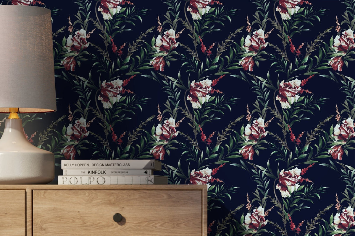 Tropical Hibiscus Elegance Wallpaper - D546 - WallTrend