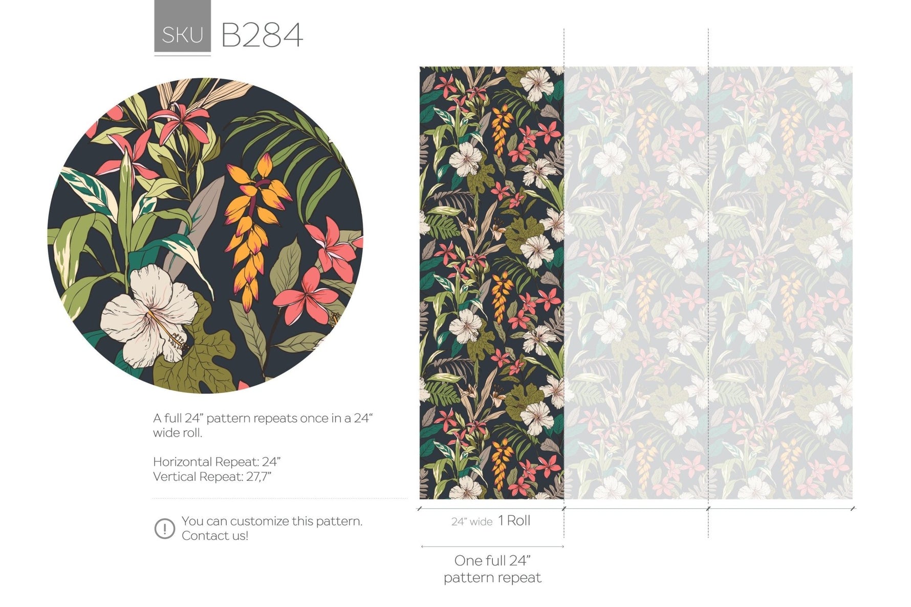 Tropical Hibiscus Paradise Wallpaper - B284 - WallTrend