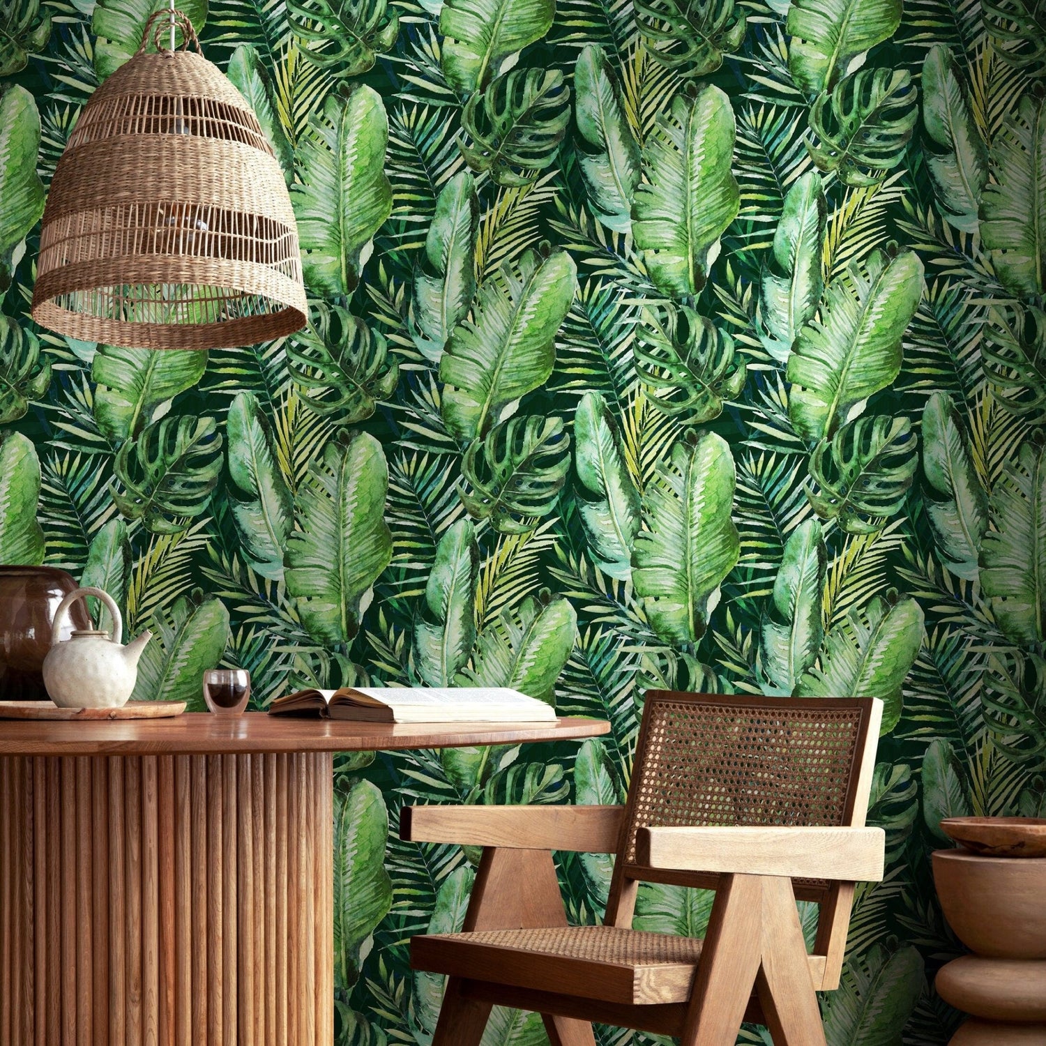 Tropical Jungle Leaves Wallpaper - A927 - WallTrend