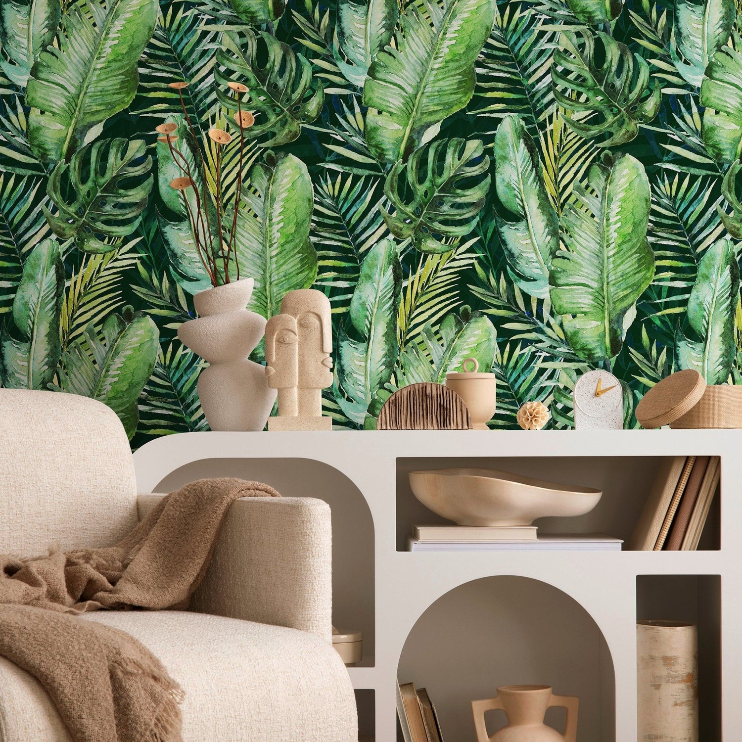 Tropical Jungle Leaves Wallpaper - A927 - WallTrend