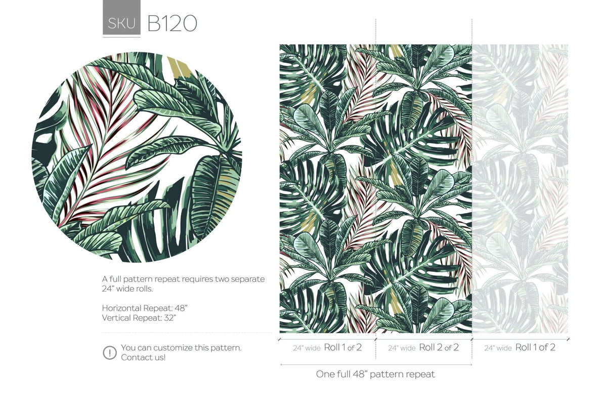 Tropical Jungle Leaves Wallpaper - B120 - WallTrend