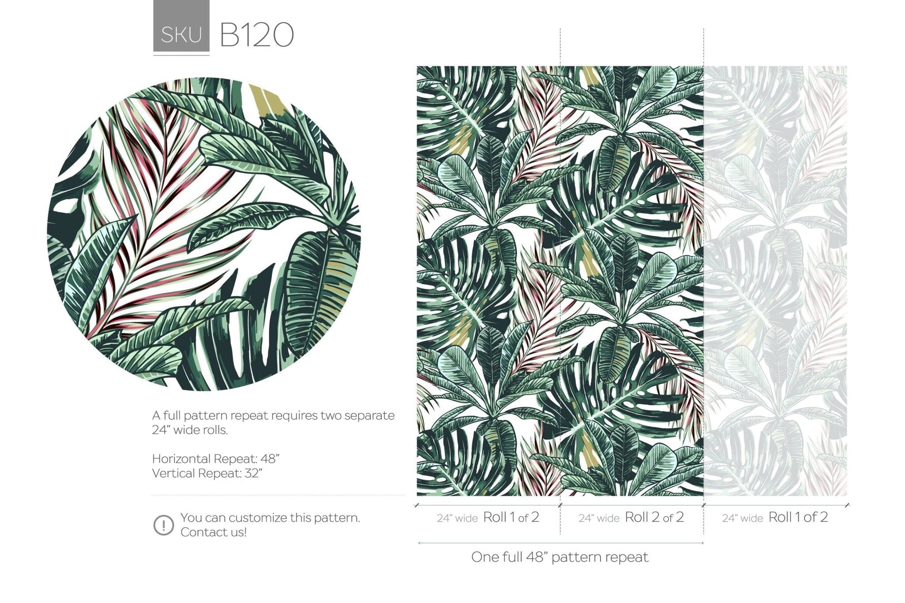 Tropical Jungle Leaves Wallpaper - B120 - WallTrend