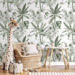 Tropical Jungle Wildlife Watercolor Wallpaper - D646 - WallTrend