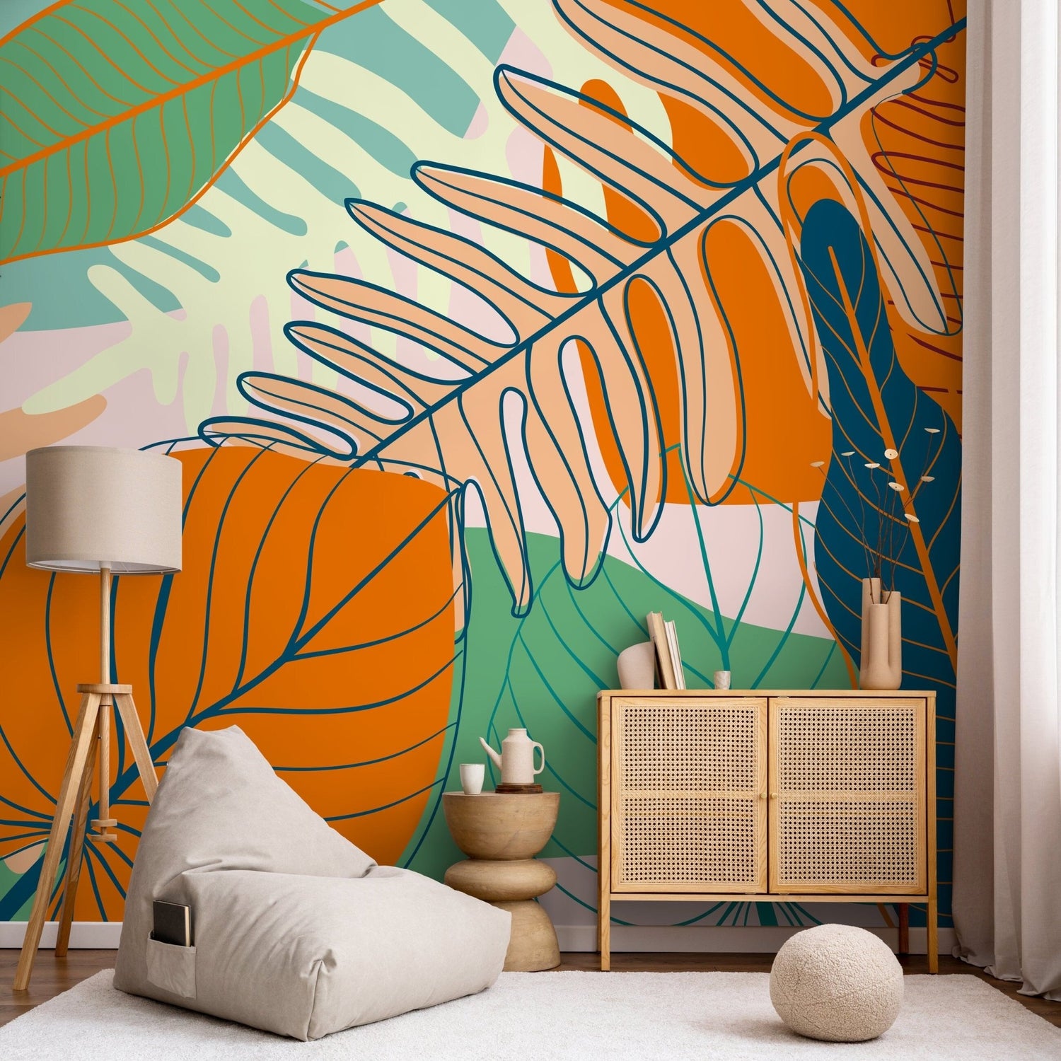 Tropical Leaf Abstraction Wallpaper - C075 - WallTrend