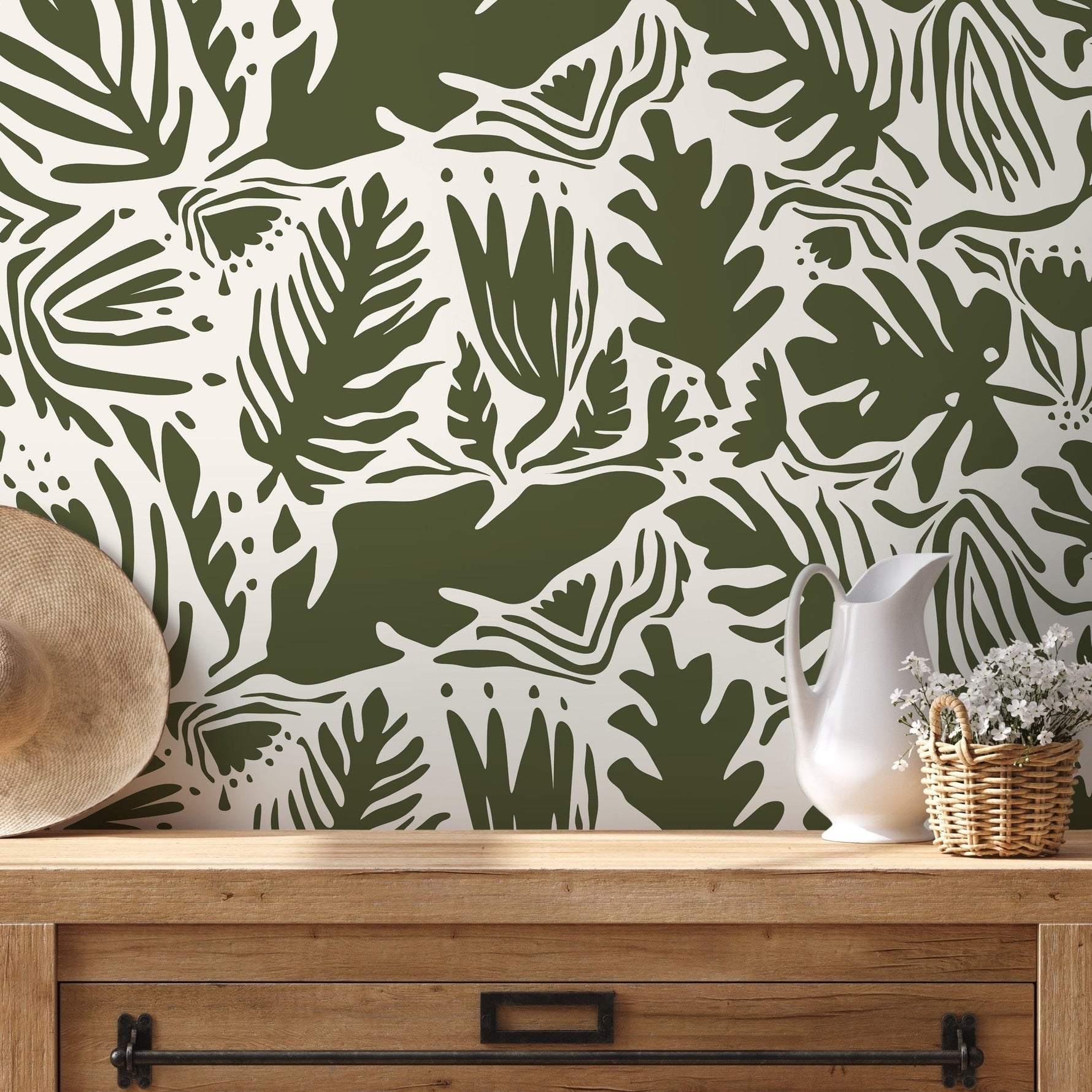 Tropical Leaf Abstraction Wallpaper - D667 - WallTrend