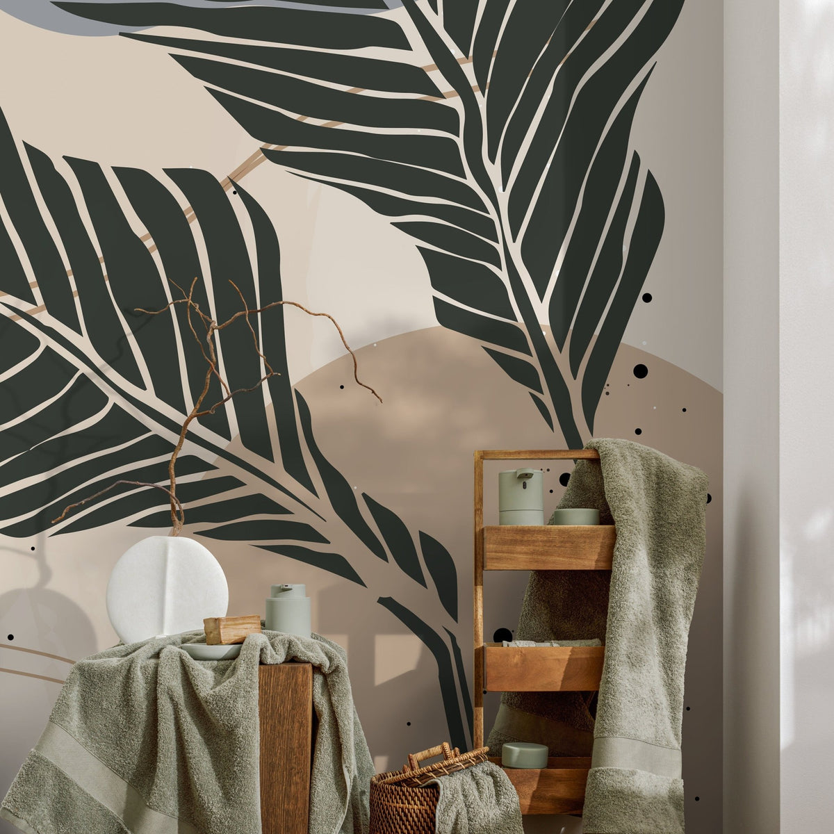 Tropical Leaf Elegance Wallpaper - B958 - WallTrend