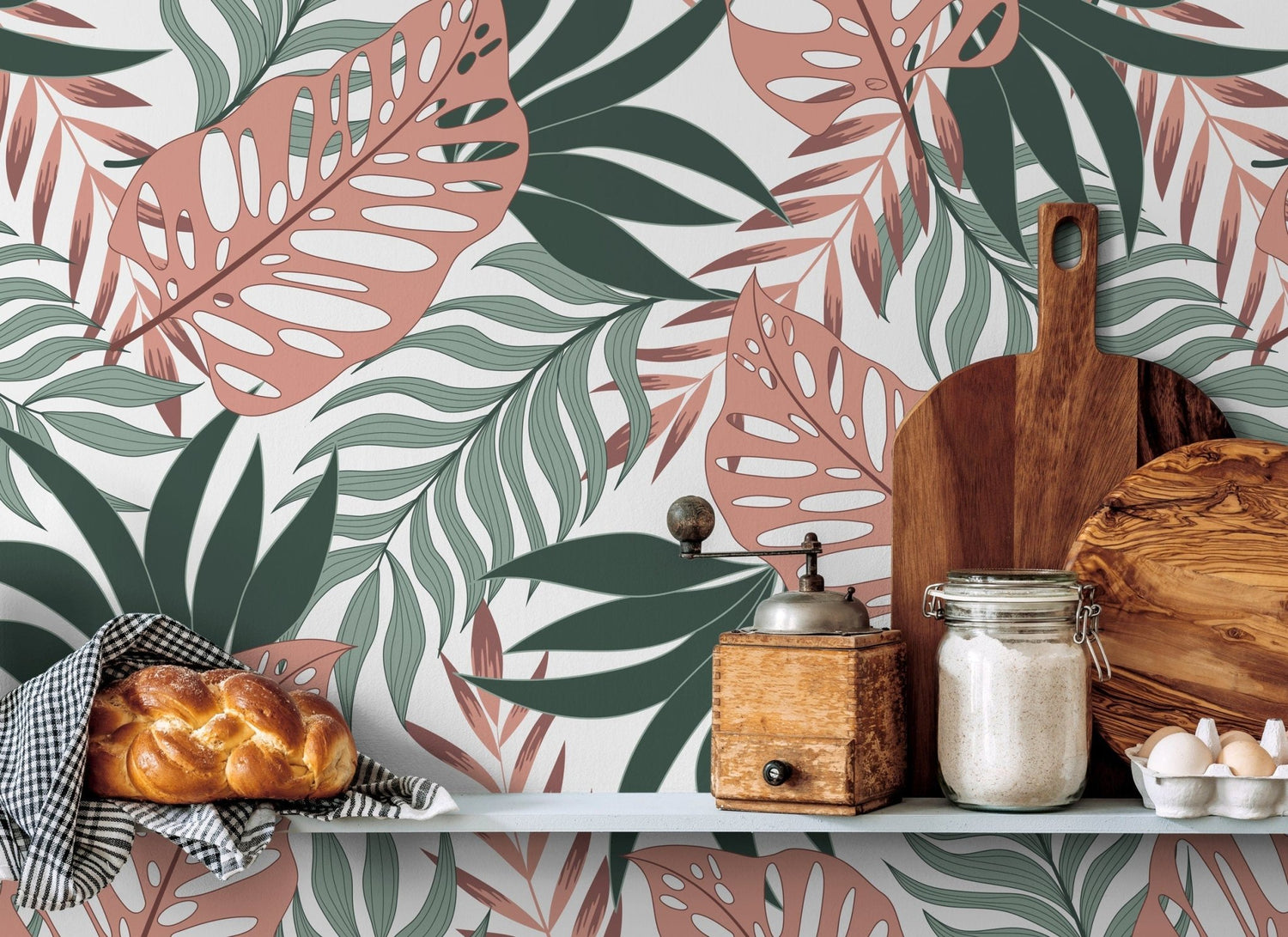 Tropical Leaf Harmony Wallpaper - C057 - WallTrend