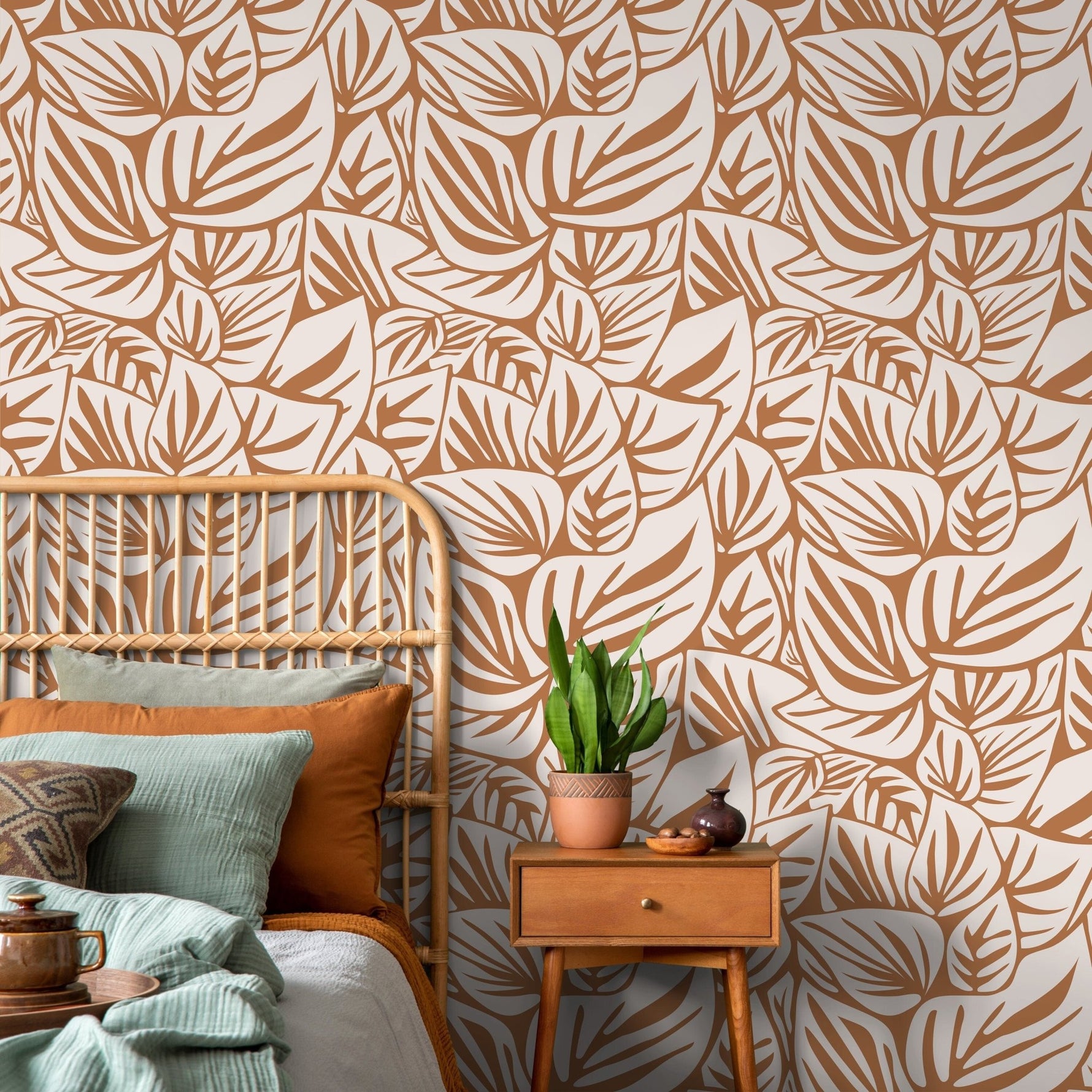 Tropical Leaf Harmony Wallpaper - D648 - WallTrend