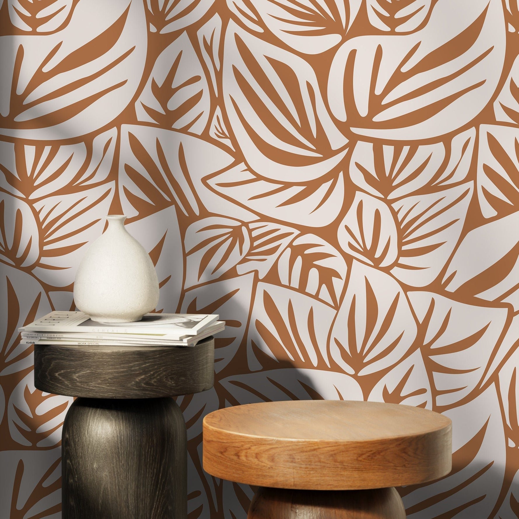 Tropical Leaf Harmony Wallpaper - D648 - WallTrend