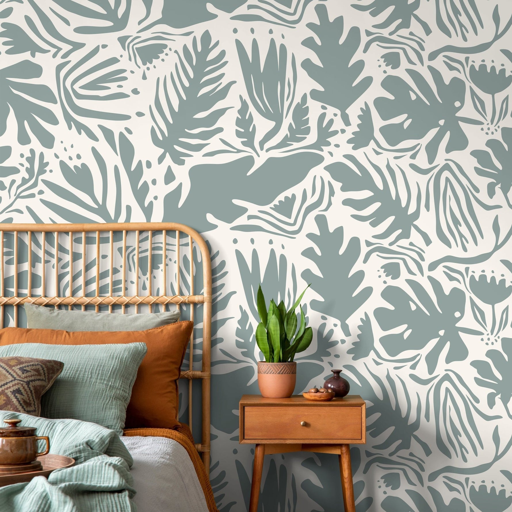 Tropical Leaf Harmony Wallpaper - D664 - WallTrend