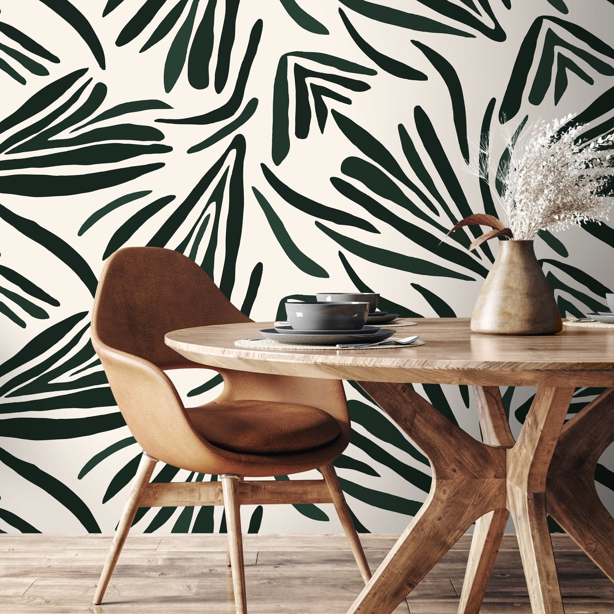 Tropical Leaf Motif Wallpaper - C145 - WallTrend