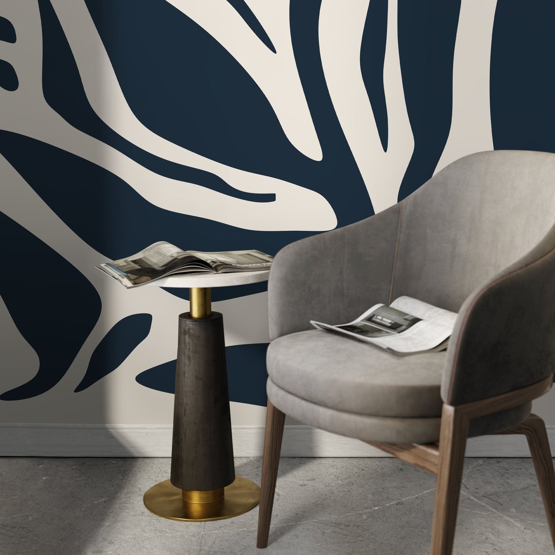 Tropical Leaf Silhouette Wallpaper - D625 - WallTrend