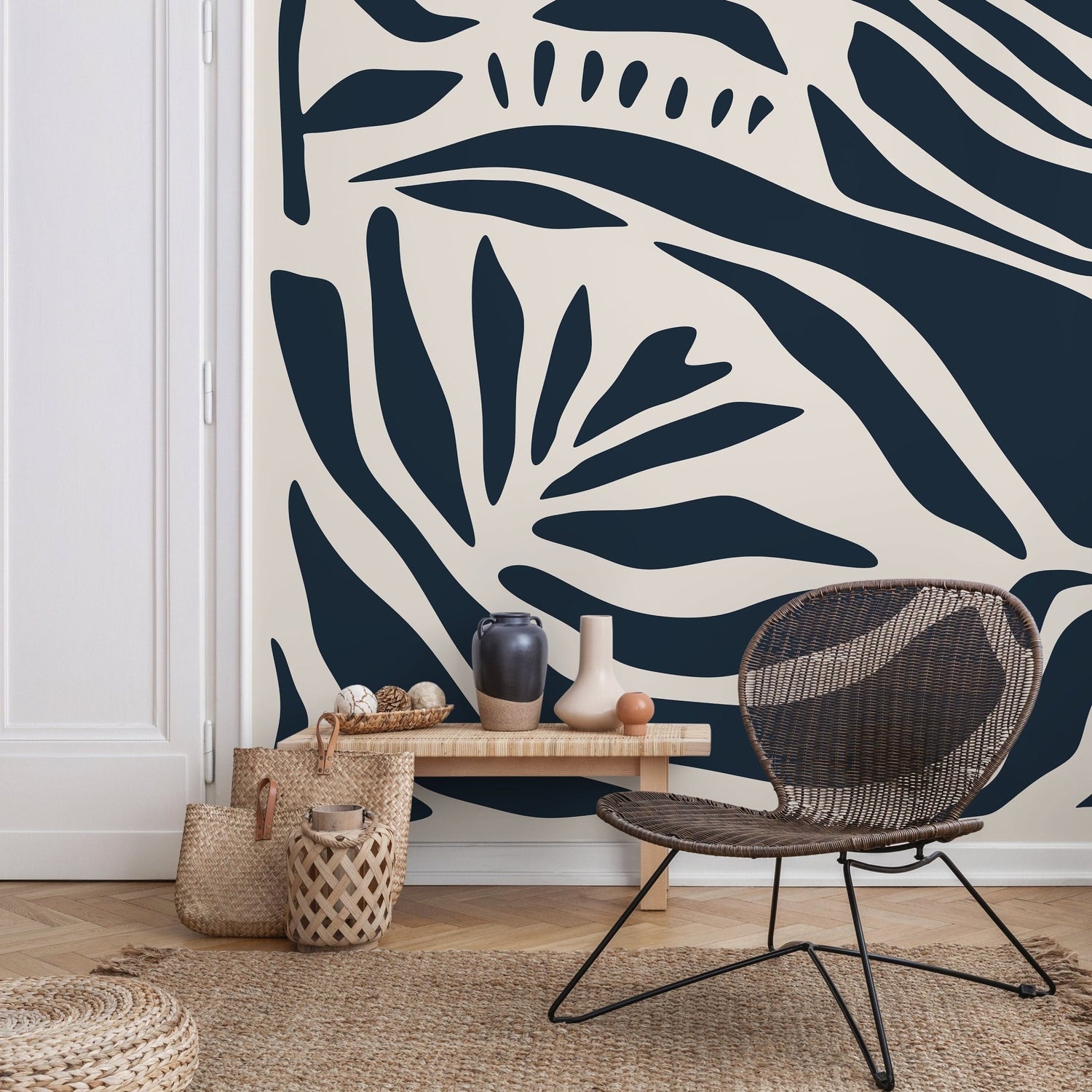 Tropical Leaf Silhouette Wallpaper - D625 - WallTrend