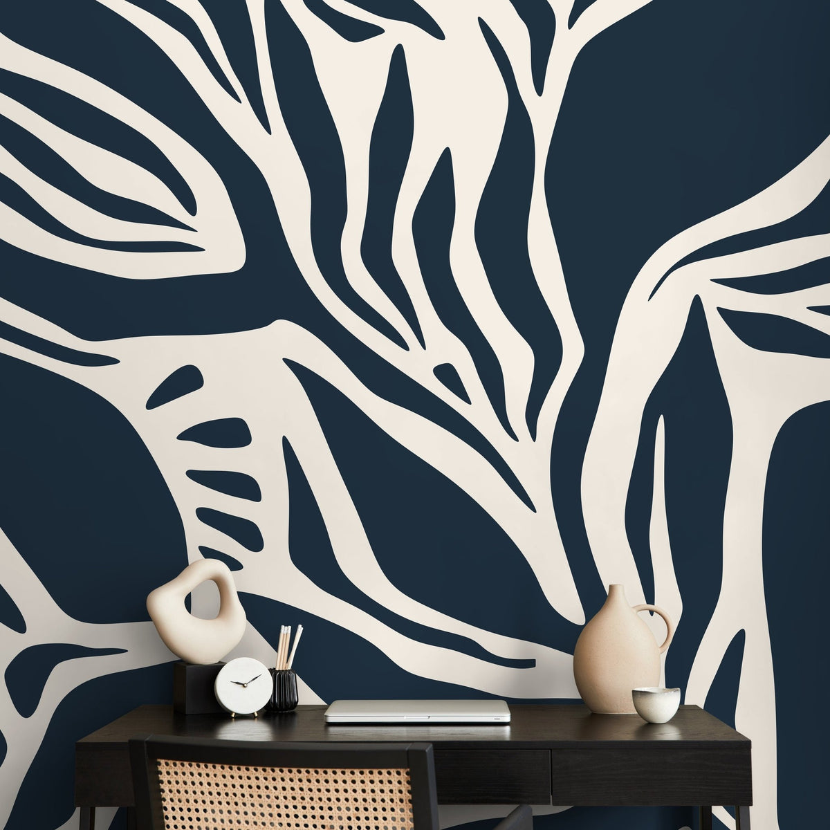 Tropical Leaf Silhouette Wallpaper - D625 - WallTrend