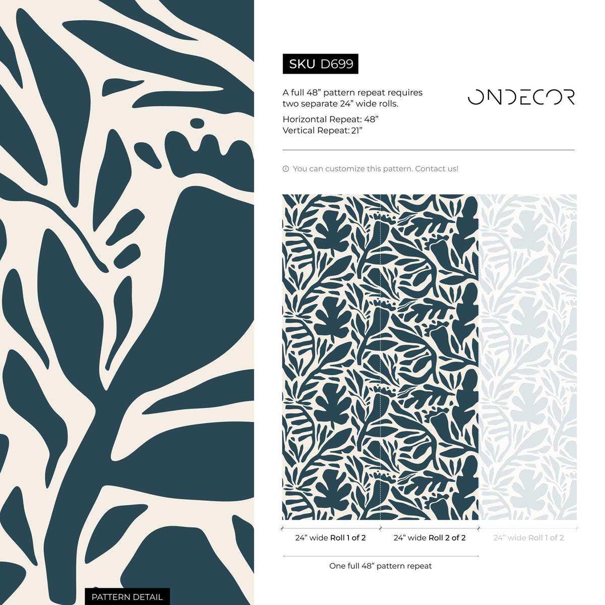 Tropical Leaf Silhouette Wallpaper - D699 - WallTrend