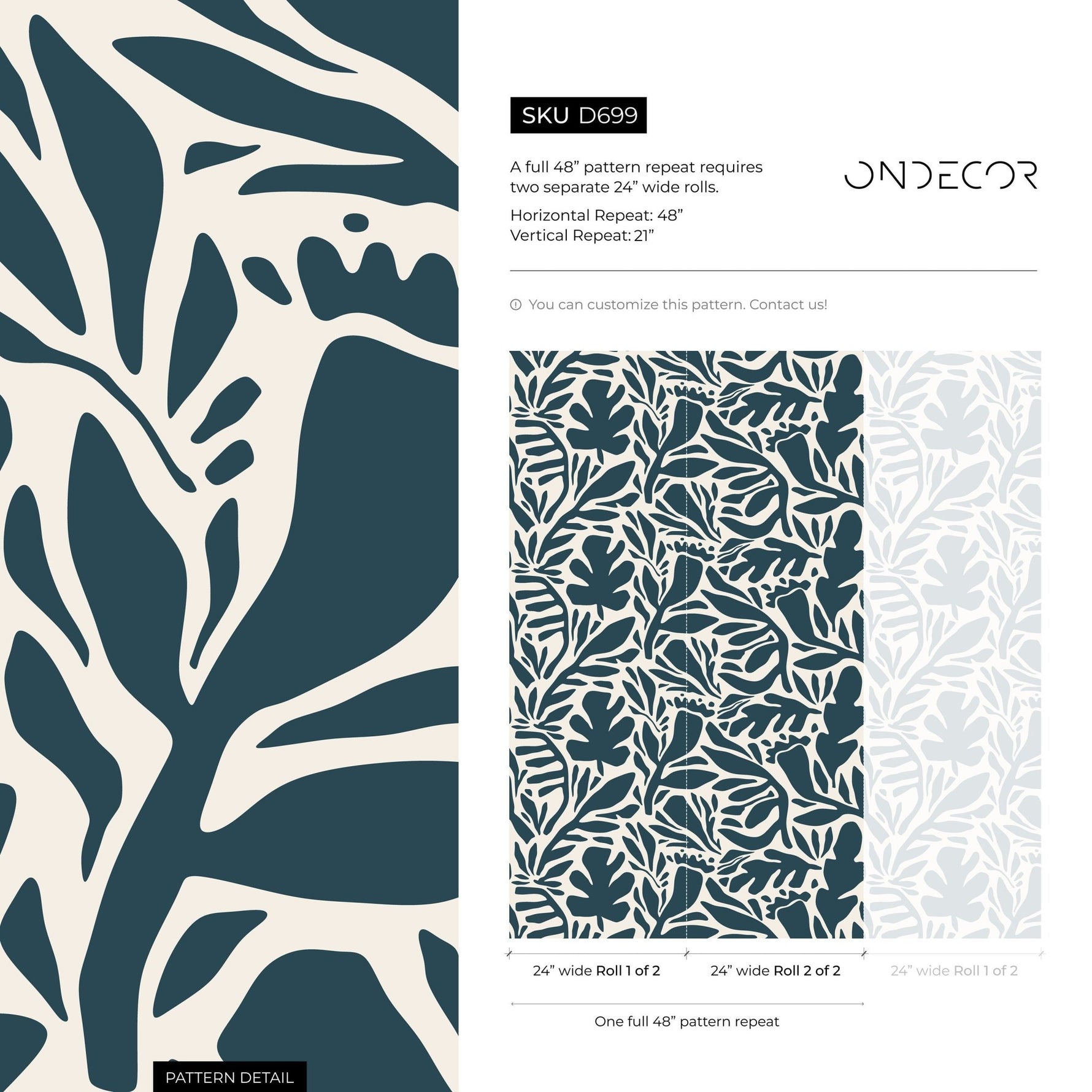 Tropical Leaf Silhouette Wallpaper - D699 - WallTrend