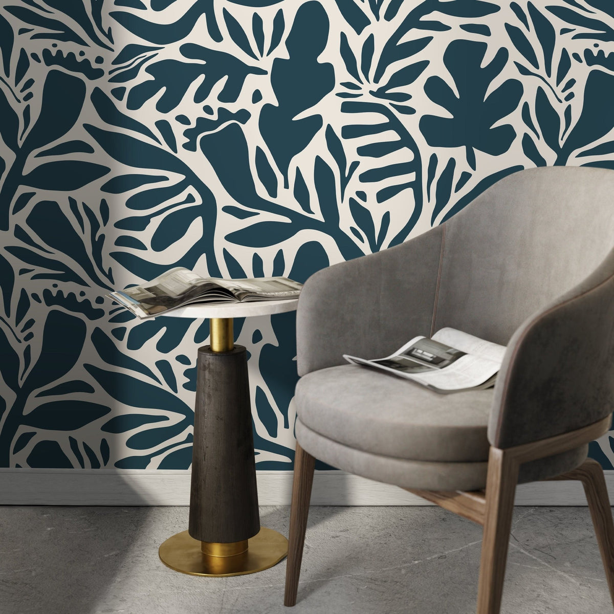 Tropical Leaf Silhouette Wallpaper - D699 - WallTrend