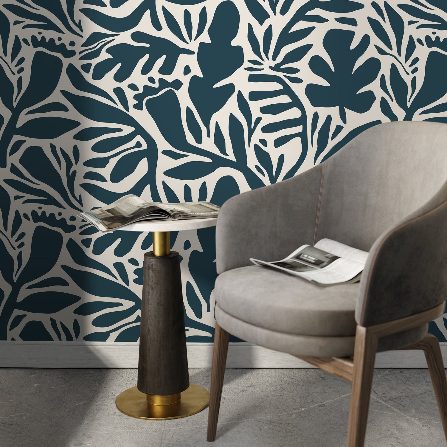 Tropical Leaf Silhouette Wallpaper - D699 - WallTrend