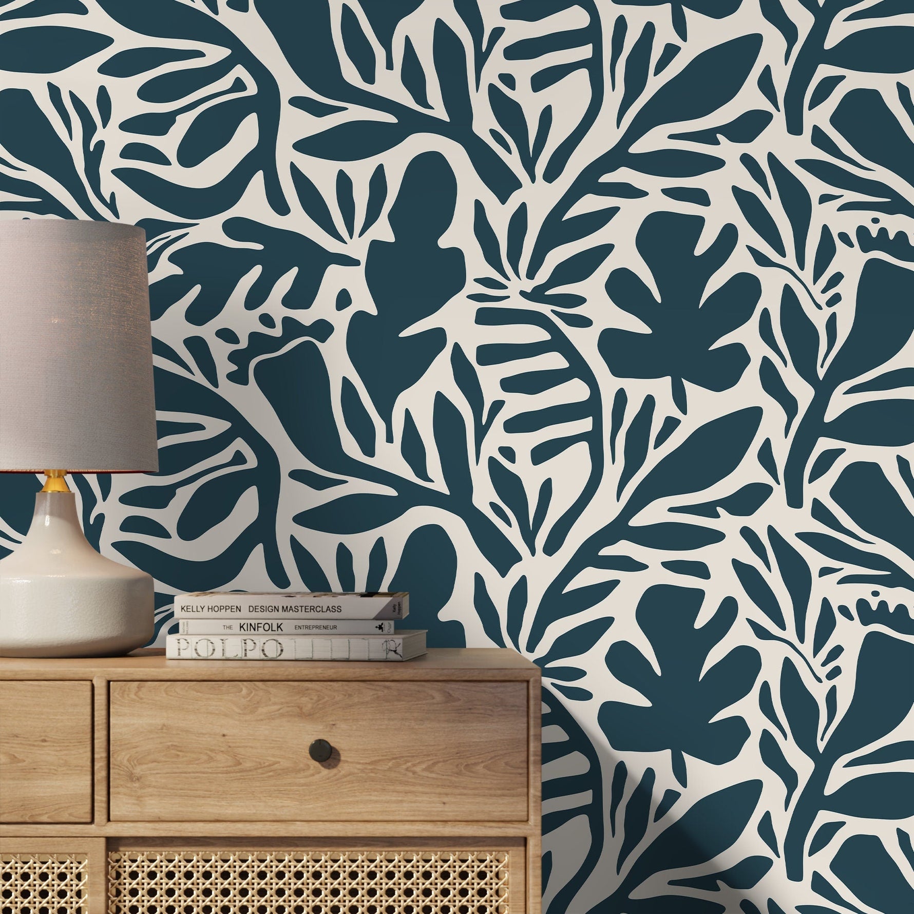 Tropical Leaf Silhouette Wallpaper - D699 - WallTrend