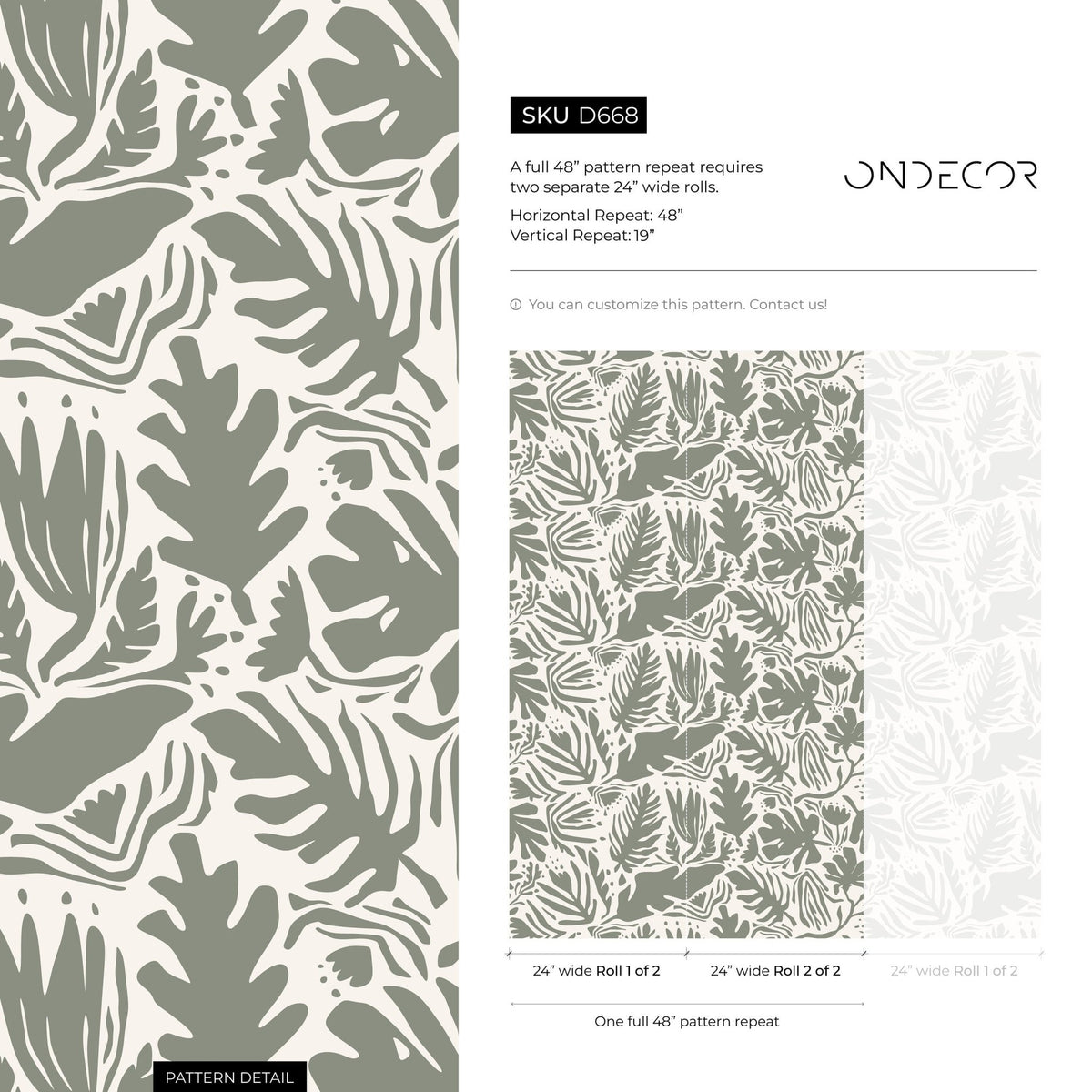 Tropical Leaf Silhouettes Wallpaper - SKU D668 - WallTrend