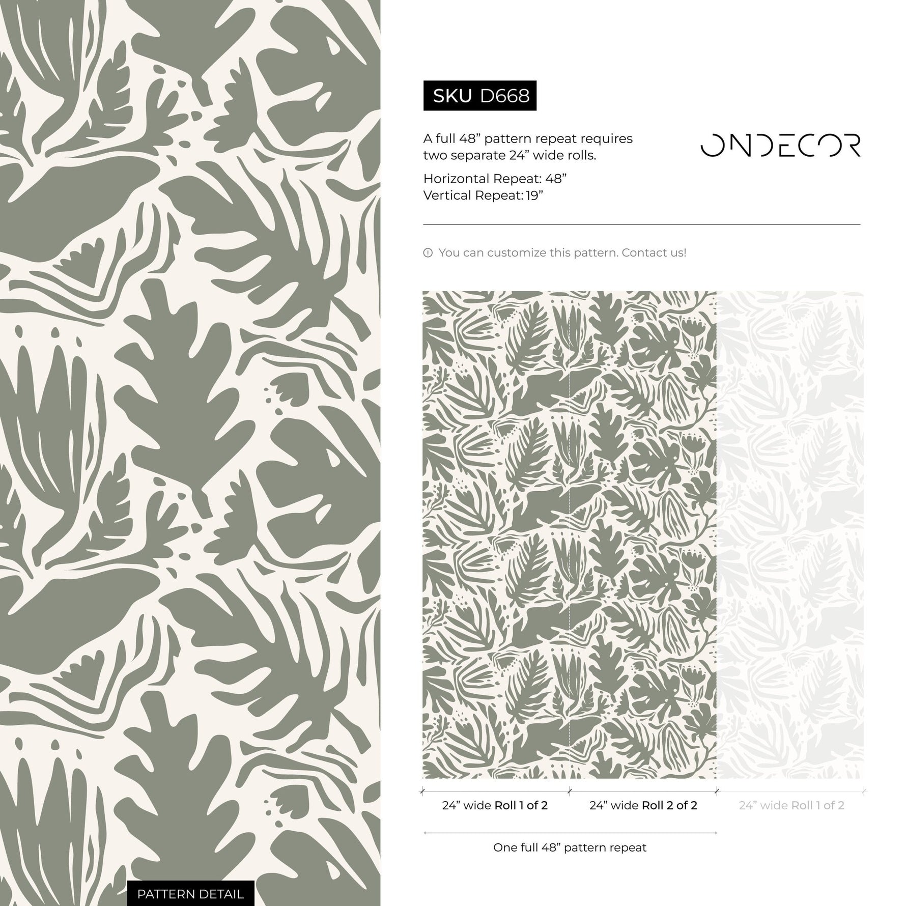Tropical Leaf Silhouettes Wallpaper - SKU D668 - WallTrend