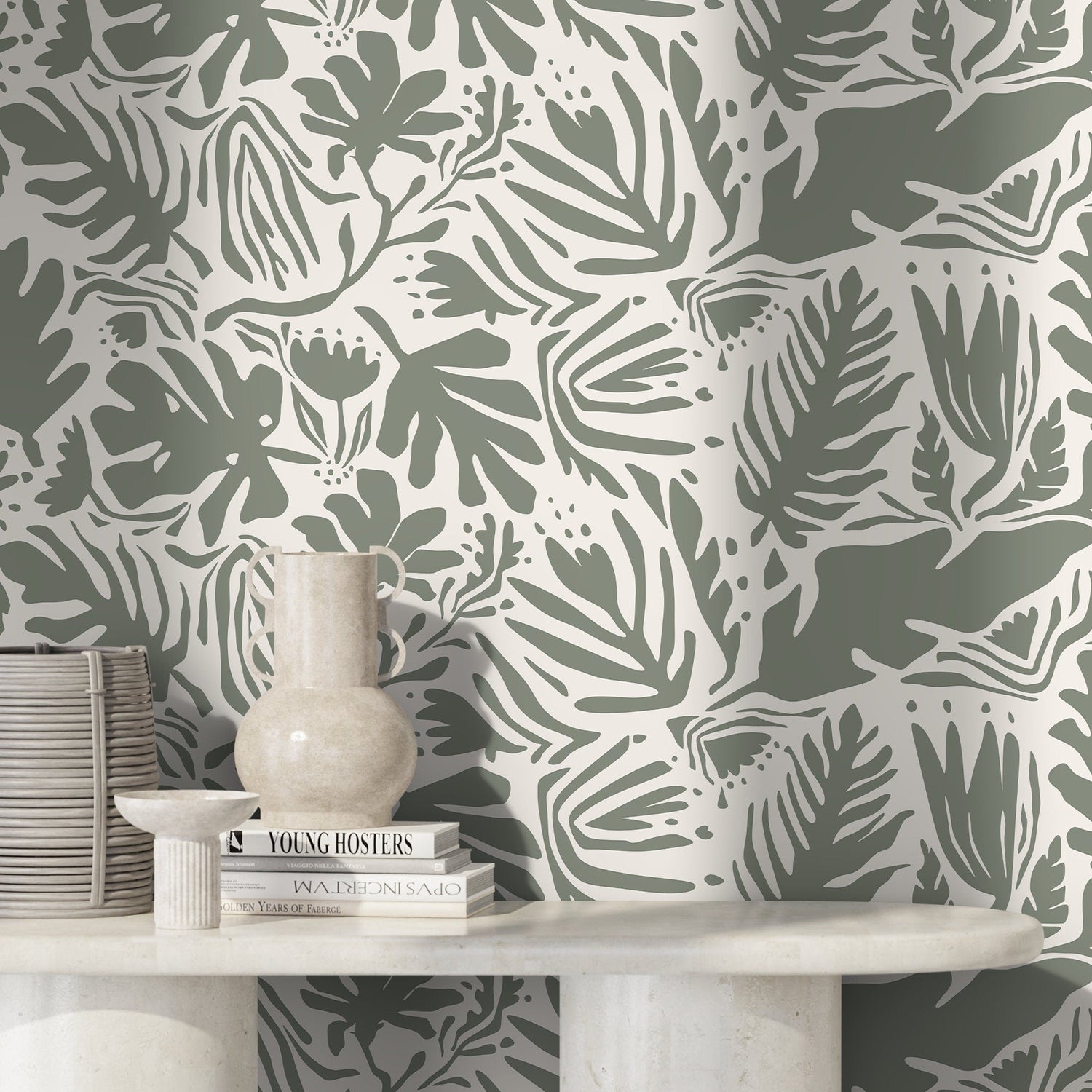 Tropical Leaf Silhouettes Wallpaper - SKU D668 - WallTrend