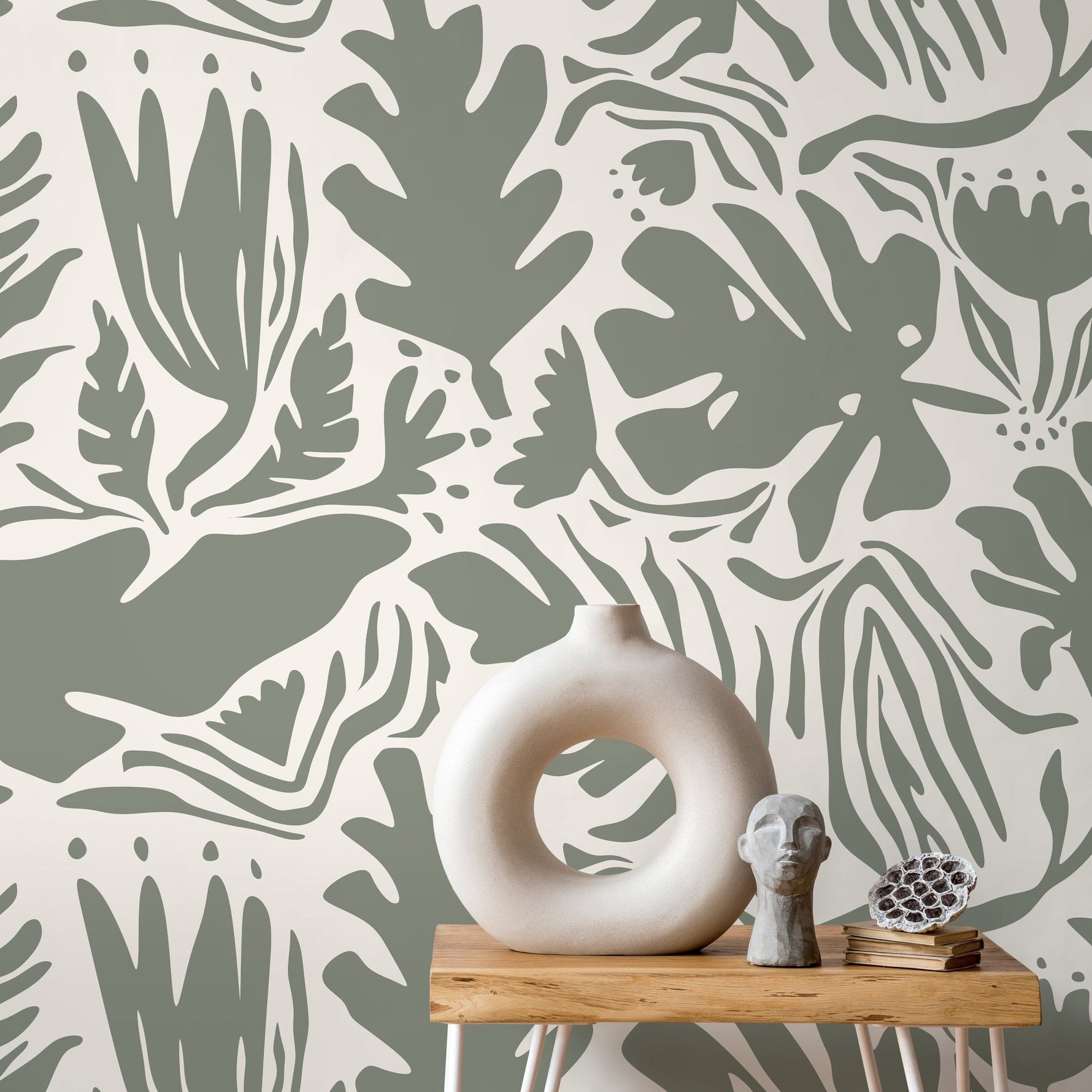 Tropical Leaf Silhouettes Wallpaper - SKU D668 - WallTrend