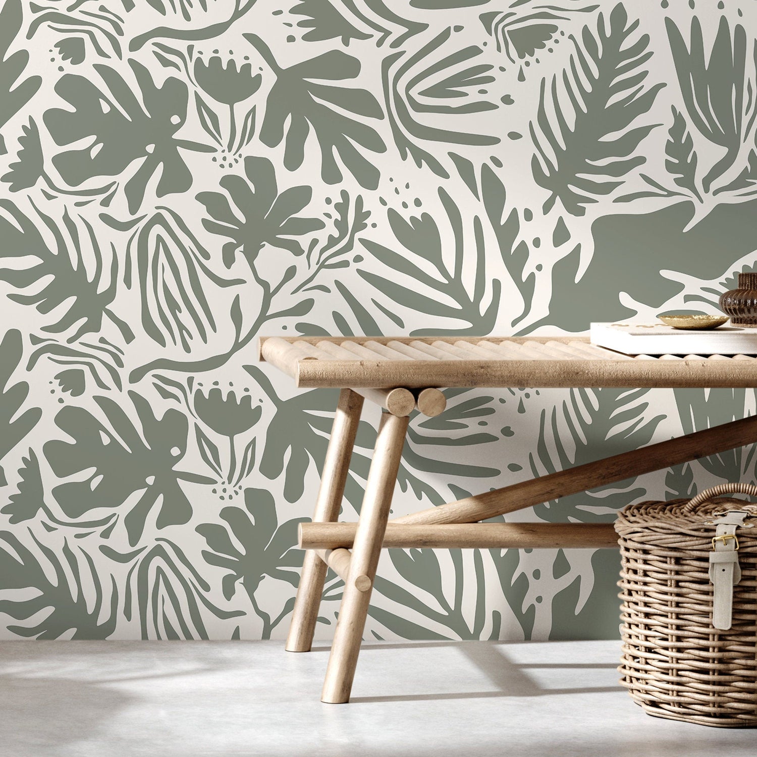 Tropical Leaf Silhouettes Wallpaper - SKU D668 - WallTrend