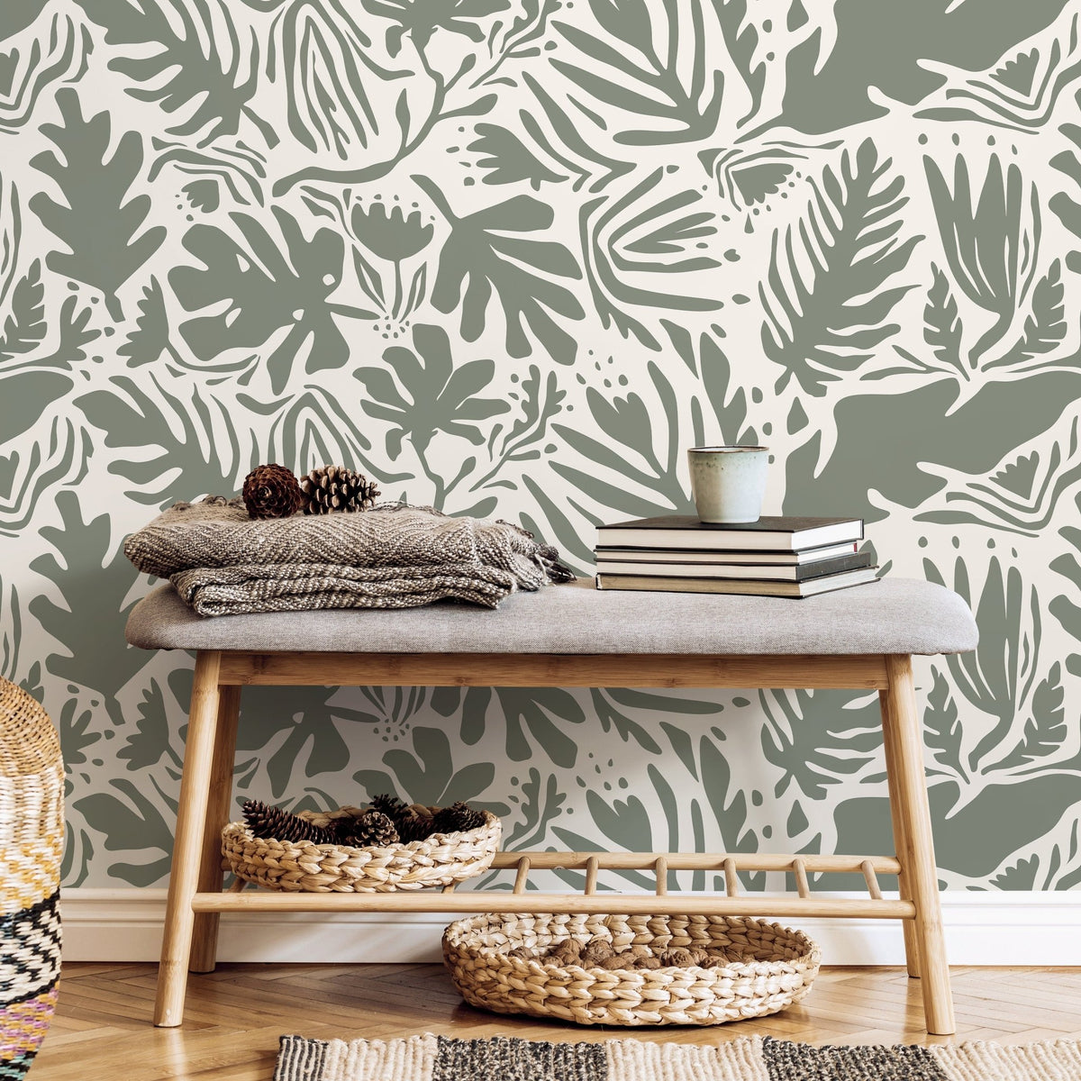 Tropical Leaf Silhouettes Wallpaper - SKU D668 - WallTrend