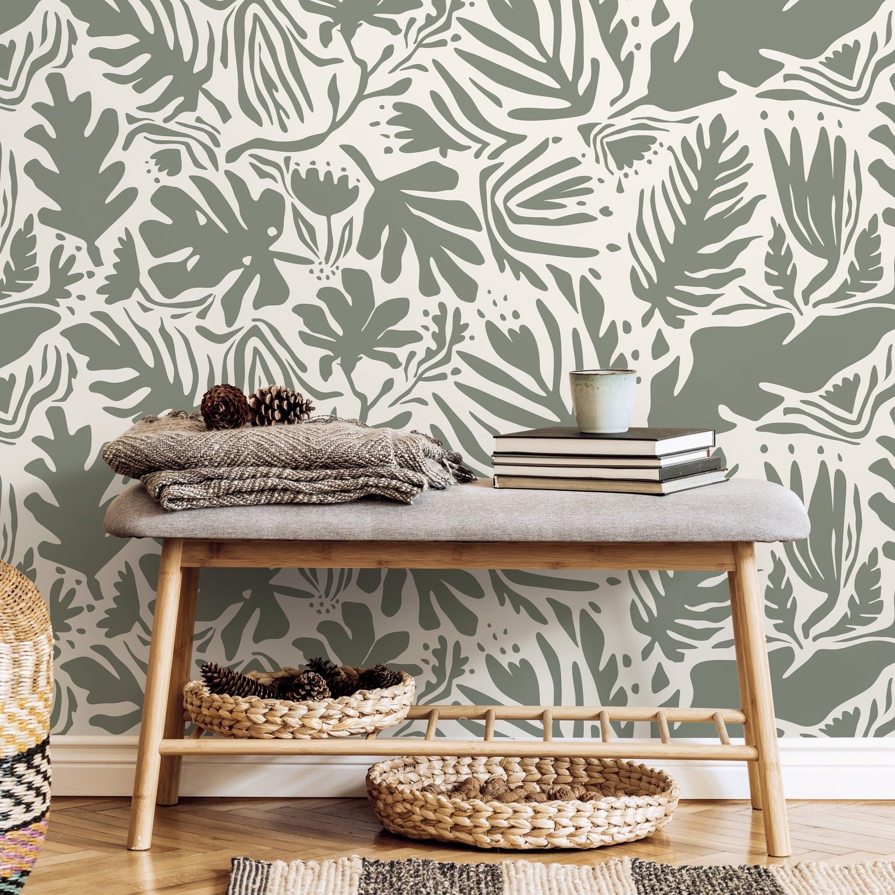 Tropical Leaf Silhouettes Wallpaper - SKU D668 - WallTrend
