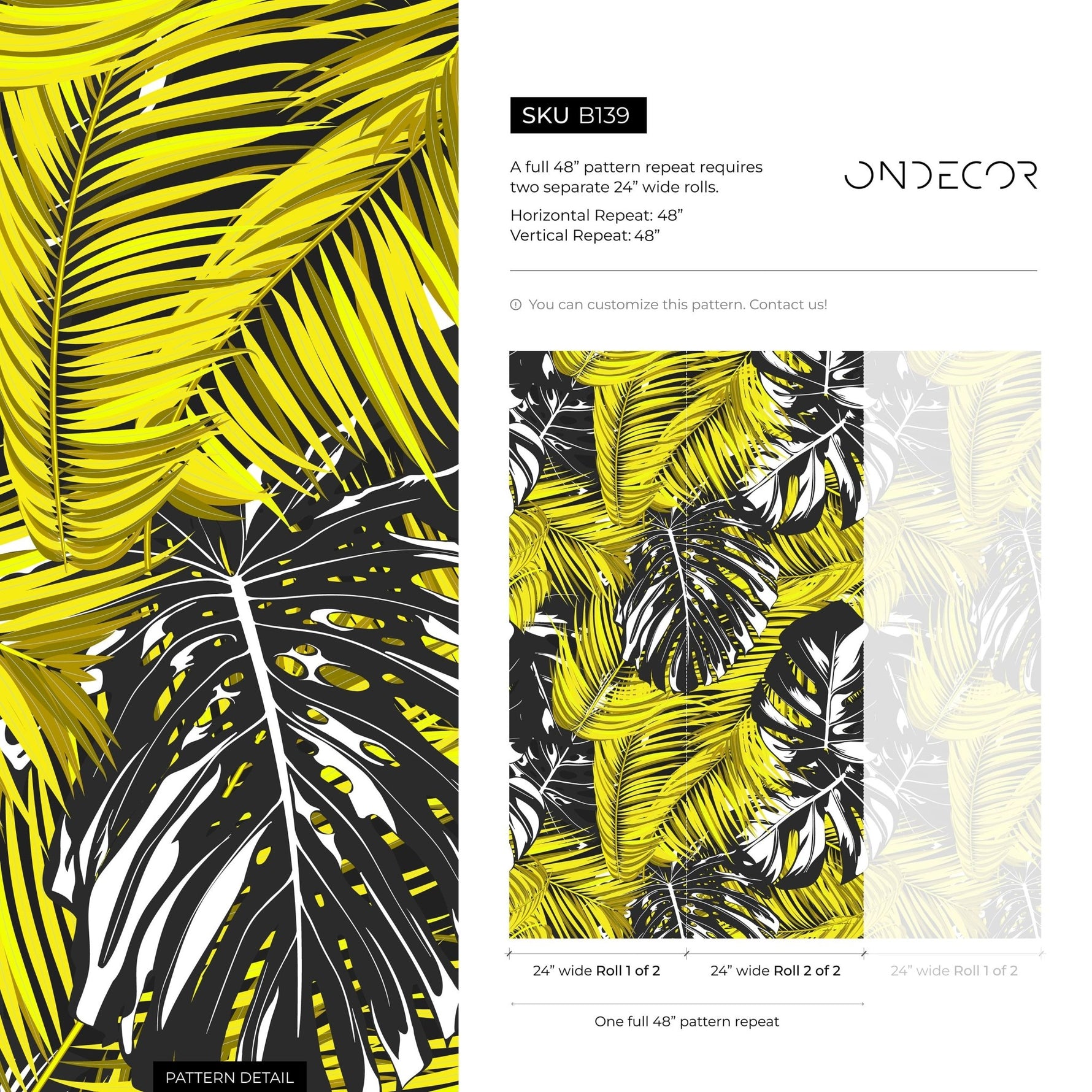 Tropical Leaves Wallpaper - B139 - WallTrend